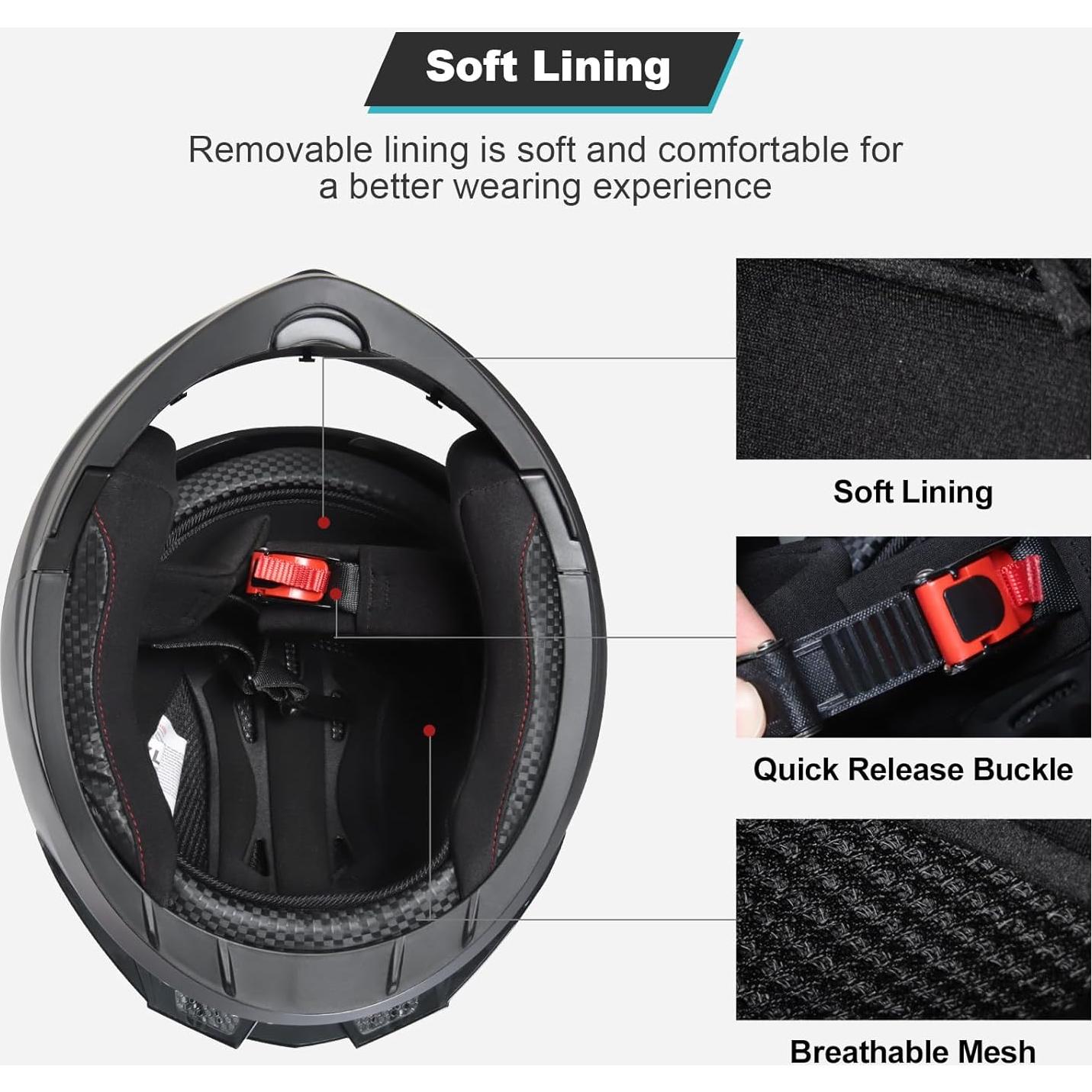 Motorcycle Full Face Helmet Adult Dirt Bike Helmets ATV Motocross Men Women Off-Road Mountain Bike Helmet DOT Approved Street Bike Helmet with Gloves & Mask