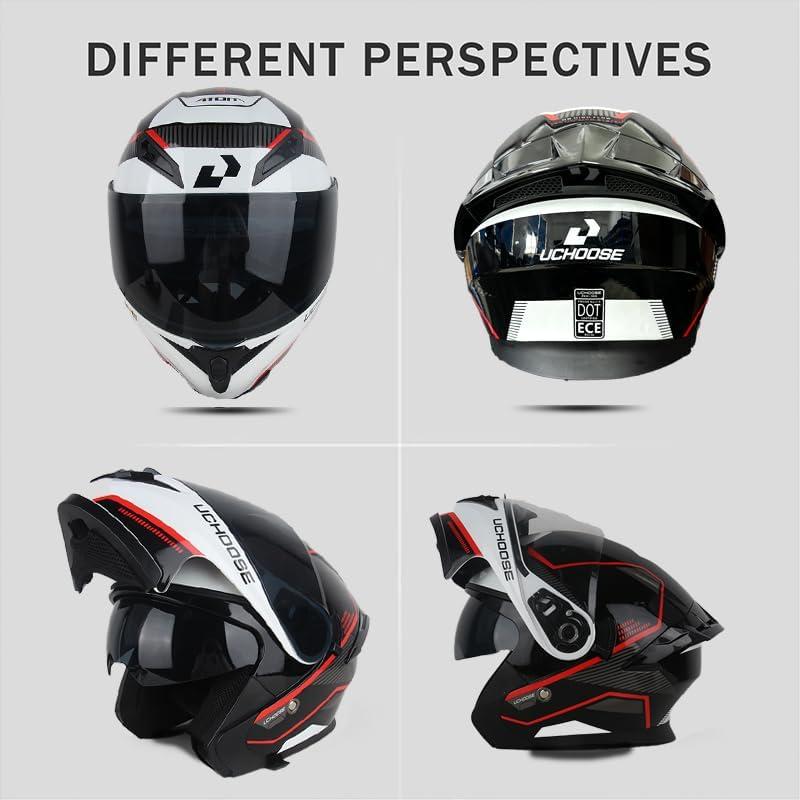 Uchoose Motorcycle Modular Flip-up Helmet DOT Approved Motorbike Casco Moto Bike Racing Helmet with Dual Visor for Adult,Youth Men and Women