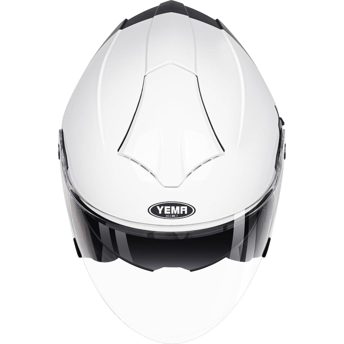 YEMA 3/4 Open Face Motorcycle Helmet DOT Approved - Dual Visor, Quick Release Buckle, Adult Motorbike Helmets for Men & Women, Moped Scooter Street Bike Helmet YM-650
