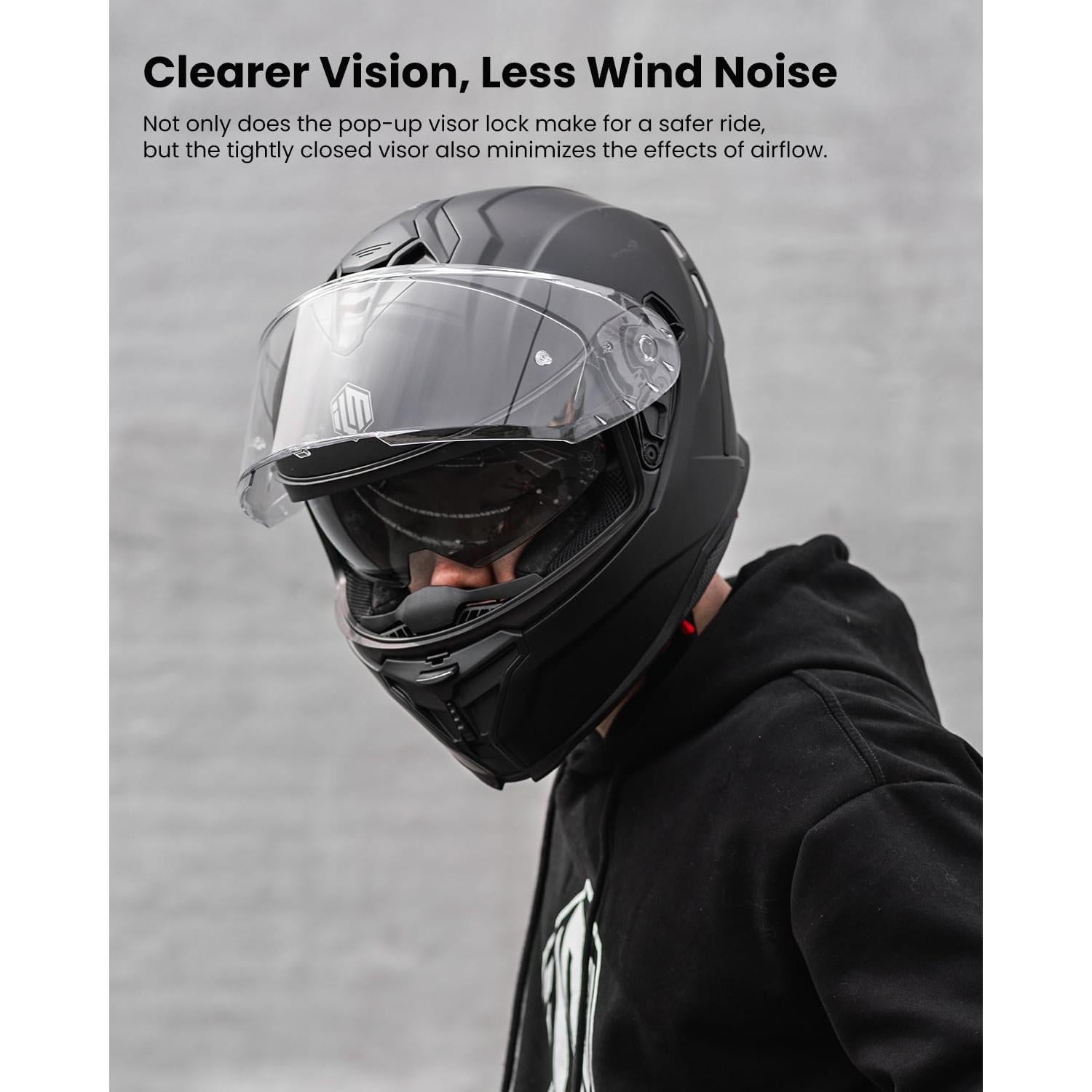 Casco de Motocicleta ILM MF567 Doble Visor Negro Mate L