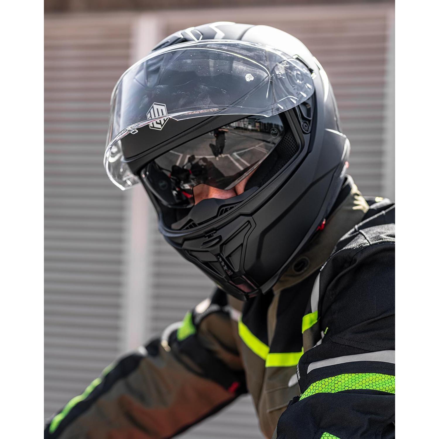 Casco de Motocicleta ILM MF567 Doble Visor Negro Mate L