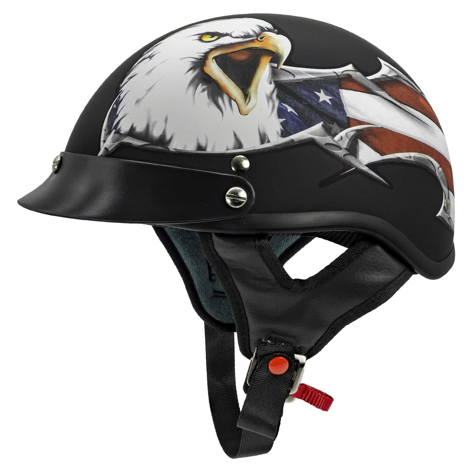 VCAN Cruiser Patriotic Eagle USA Graphics Motorcycle Half Helmet