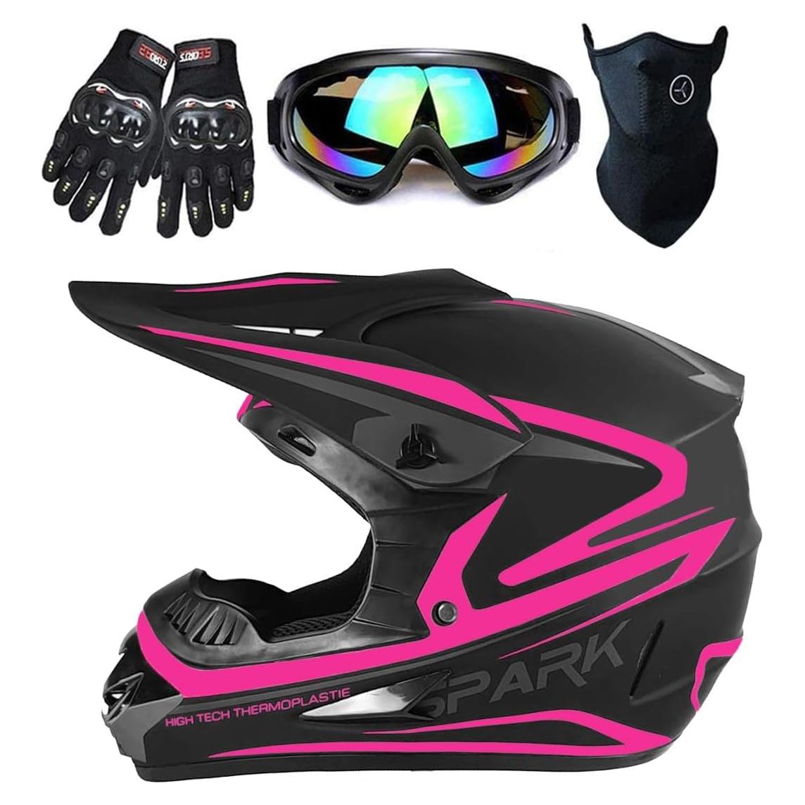 Youth Kids Dirt Bike Helmet, Motocross Off Road Motorcycle ATV UTV Street Bike Casque Casco Combo Gloves Goggles Mask (4Pcs Set), DOT Approved