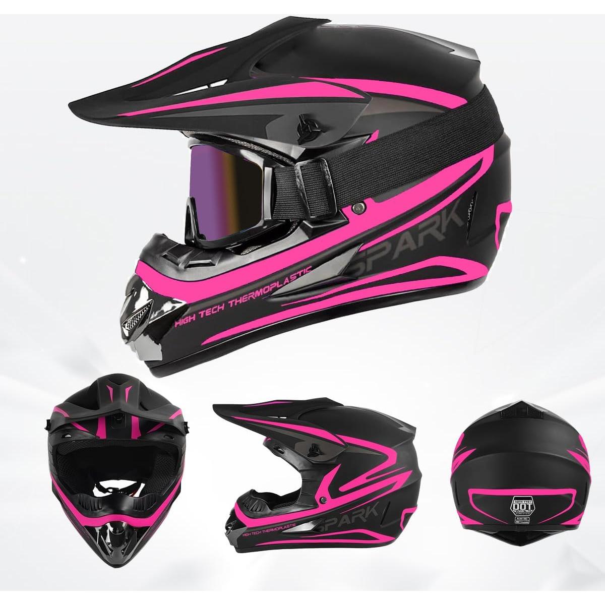 Youth Kids Dirt Bike Helmet, Motocross ATV 4-Wheeler Go-Kart Street Bike Quad Offroad Motorcycle Casque Casco Combo Gloves Goggles Mask (4Pcs Set), DOT Approved