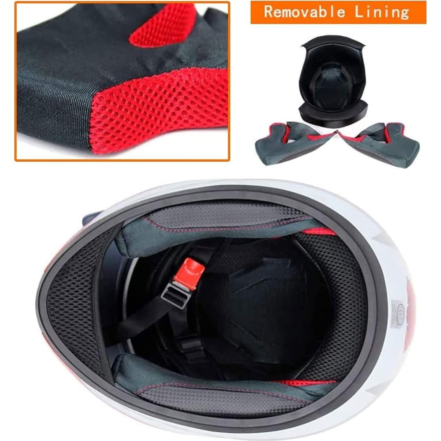 Cat Ear Motorcycle Helmet for Girl Women DOT Certified Full Face Flip-Up Motorbike Helmet Cool Cute Cat Racing Motocross Helmets Casco for All Seasons