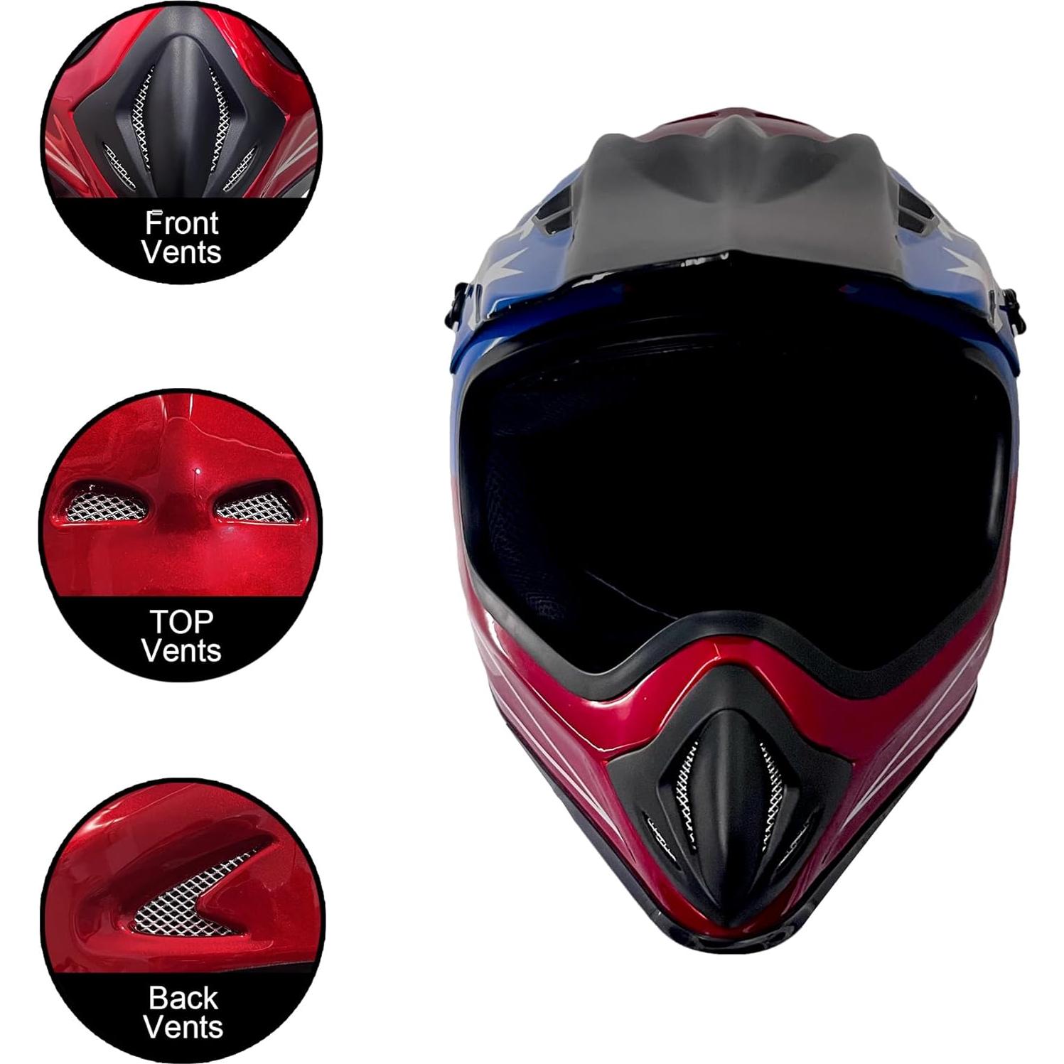 KRN Adult Off-Road Helmet ATV Helmet DOT Approved- Motorcycle Motocross Dirt Bike Helmet KY-128