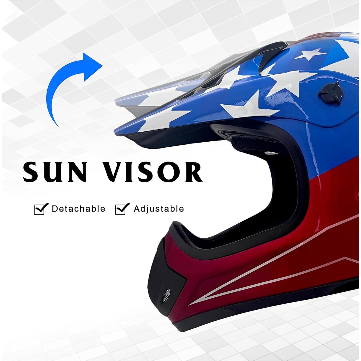 KRN Adult Off-Road Helmet ATV Helmet DOT Approved- Motorcycle Motocross Dirt Bike Helmet KY-128