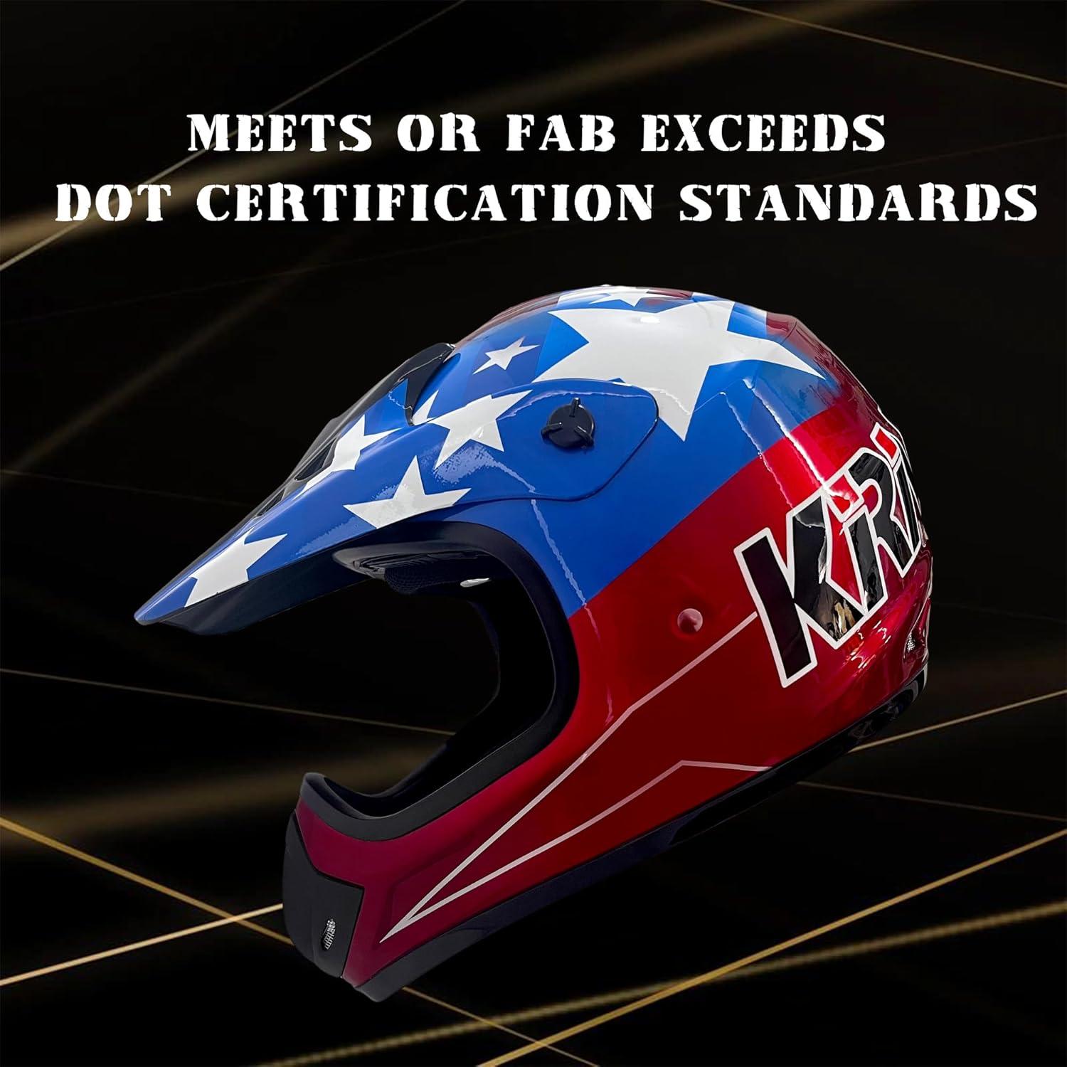 KRN Adult Off-Road Helmet ATV Helmet DOT Approved- Motorcycle Motocross Dirt Bike Helmet KY-128
