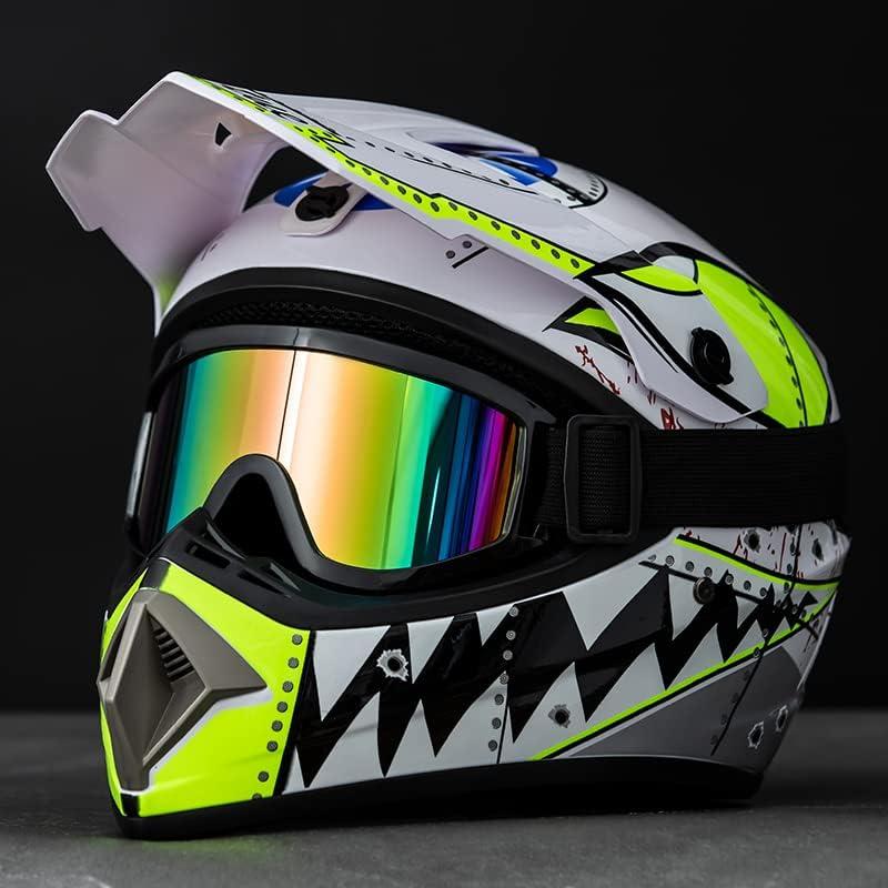 Motocross Offroad Helmet Dirt Bike Street Helmet Motorcycle Helmets ATV BMX MX Helmet with Gloves Goggles Mask for Unisex Youth Kids DOT / FMVSS 218 Approved