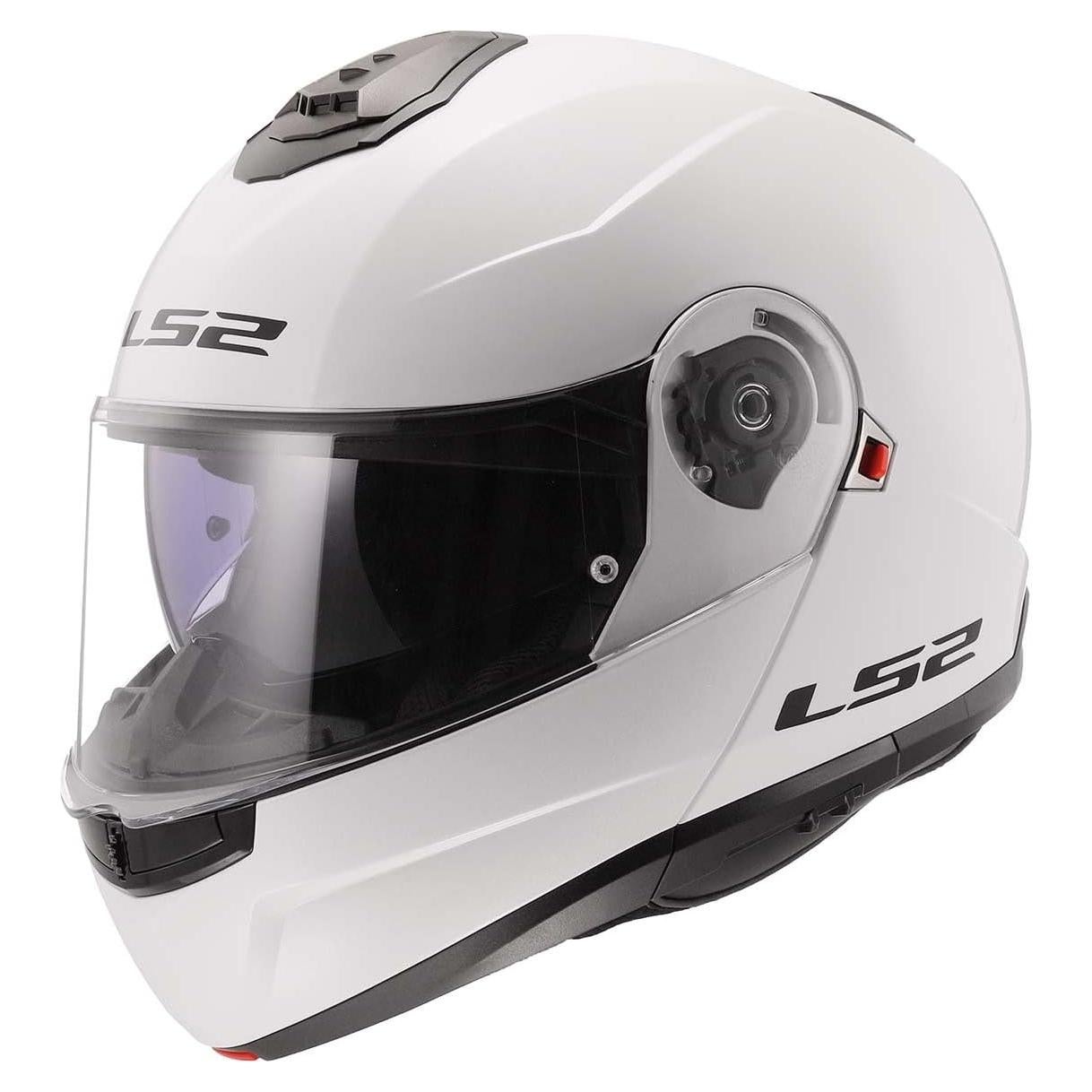 LS2 Helmets Strobe II Modular Motorcycle Helmet W/SunShield (Gloss White - Large)
