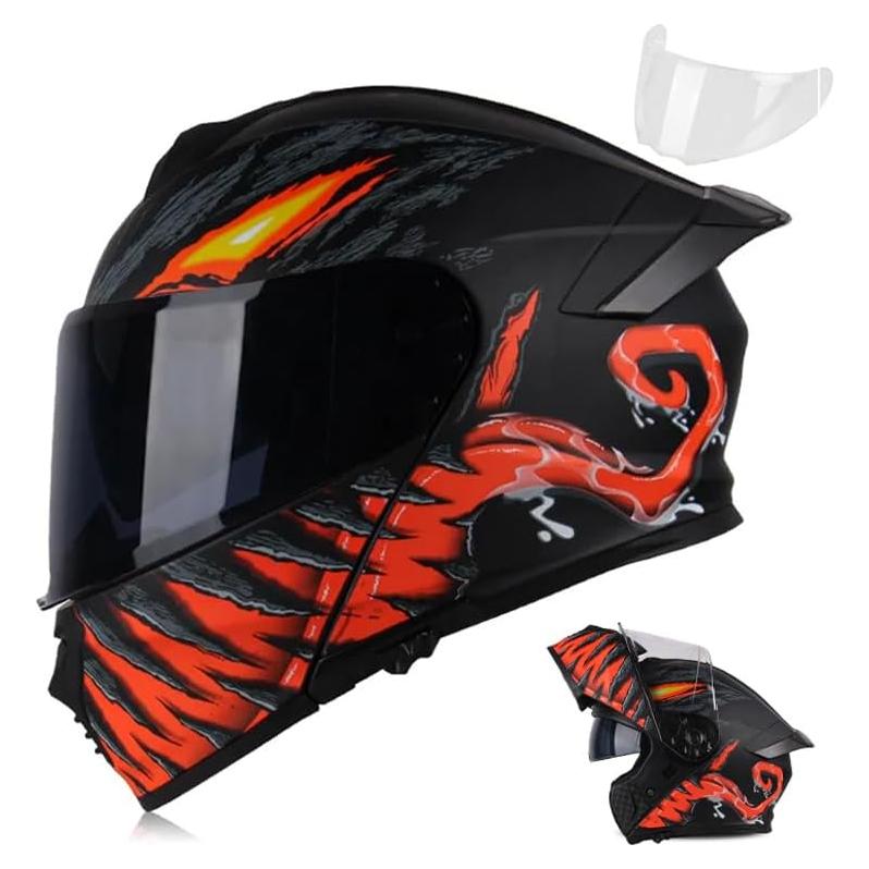 Uchoose Flip Up Full Face Modular Motorcycle Helmet for Adults Cascos para Motos Street Bike Motocross Helmet DOT Approved Dual Visor