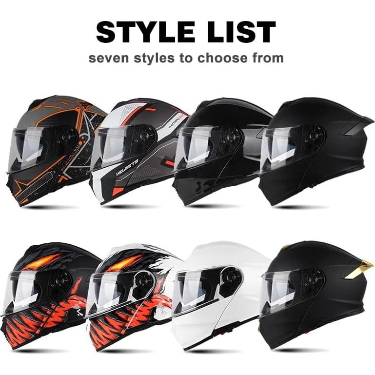 Uchoose Flip Up Full Face Modular Motorcycle Helmet for Adults Cascos para Motos Street Bike Motocross Helmet DOT Approved Dual Visor