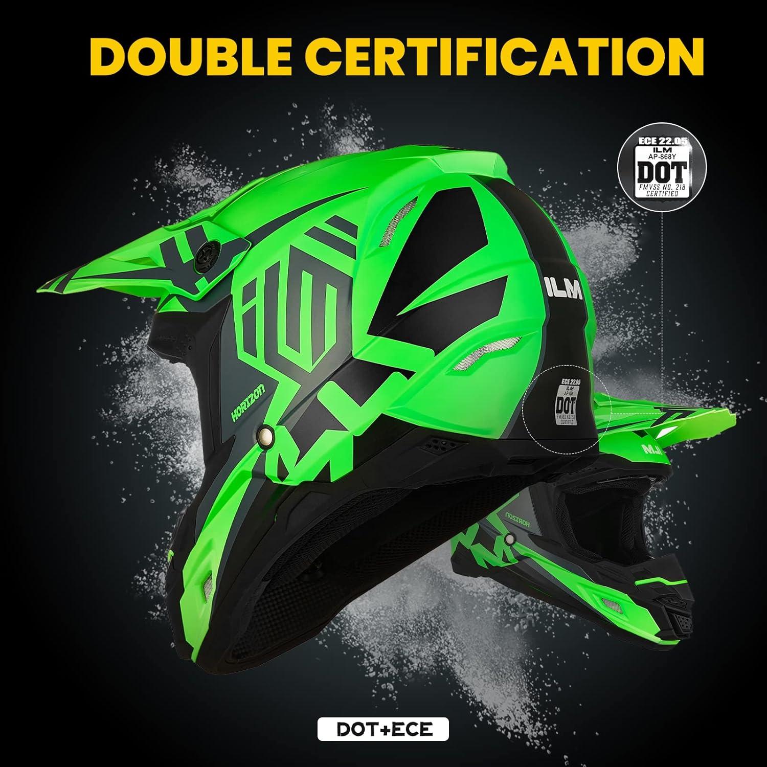 Casco ILM AP-868 Verde Fluorescente Adulto XS Offroad