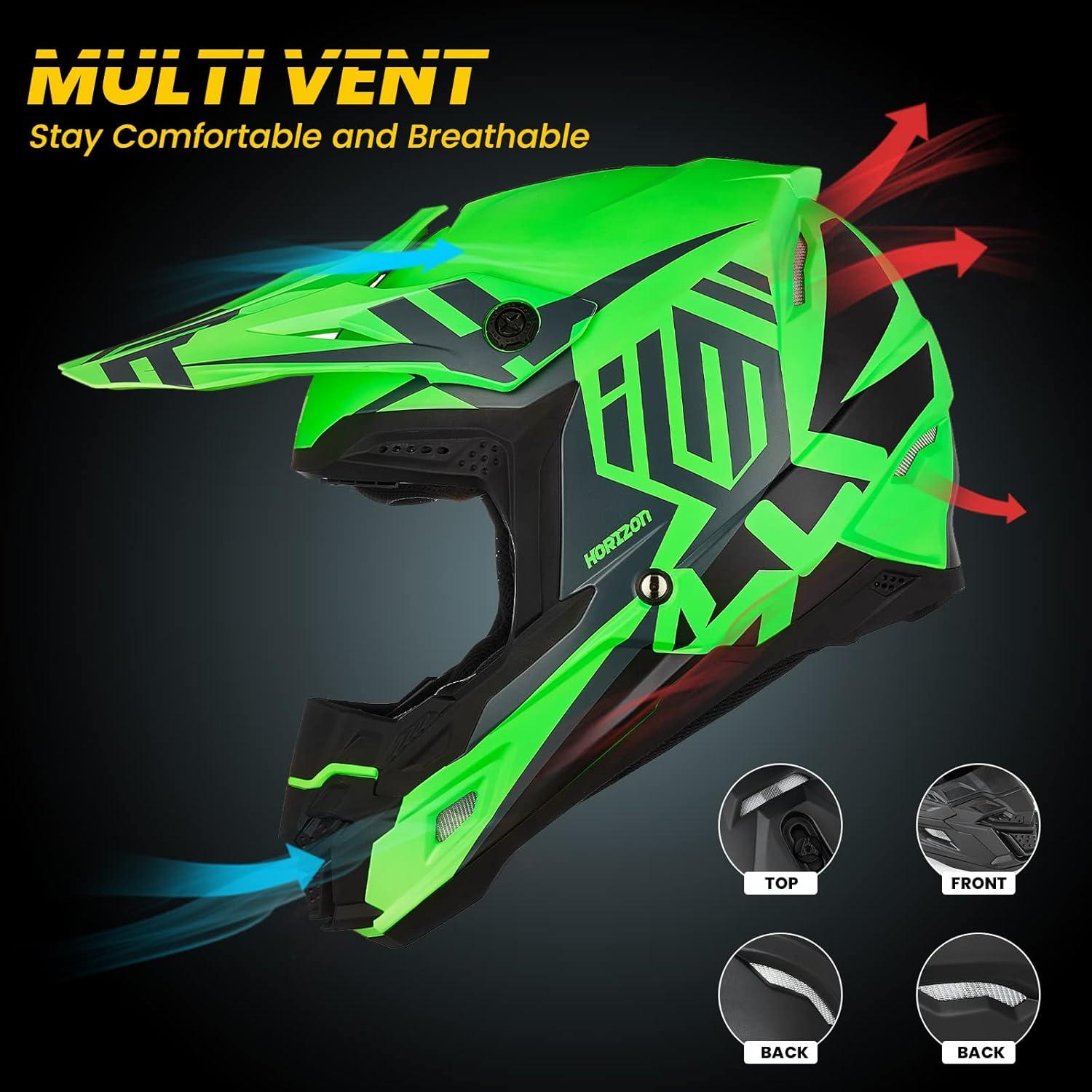Casco ILM AP-868 Verde Fluorescente Adulto XS Offroad