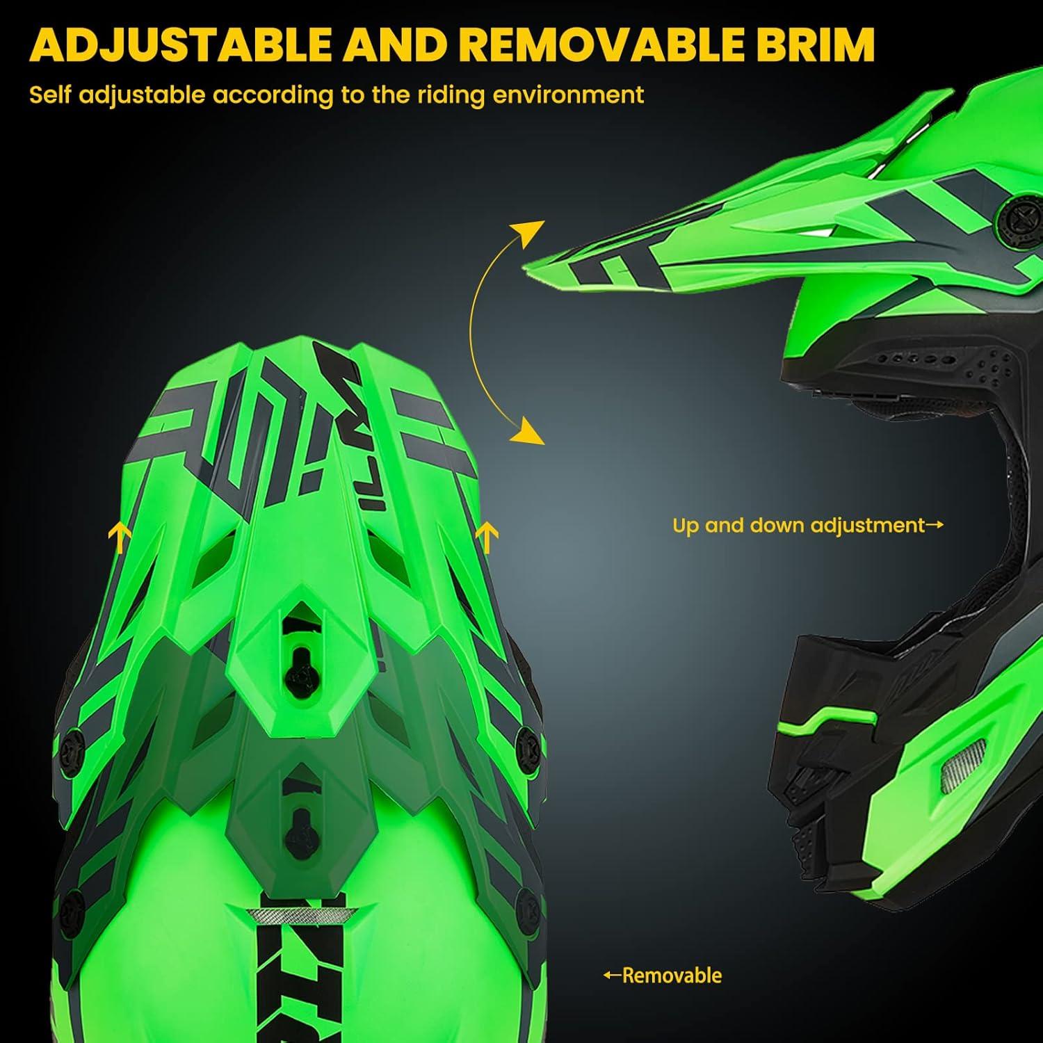 Casco ILM AP-868 Verde Fluorescente Adulto XS Offroad