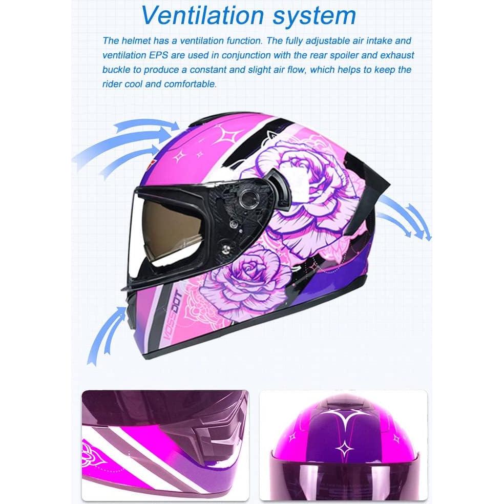 Full Face Motorcycle Helmet DOT Approved Motorbike Moped Street Bike Racing Crash Helmet, Men and Women