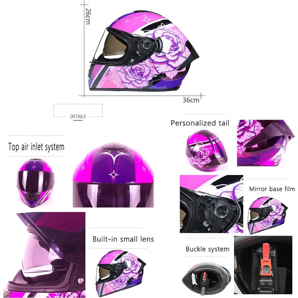 Full Face Motorcycle Helmet DOT Approved Motorbike Moped Street Bike Racing Crash Helmet, Men and Women