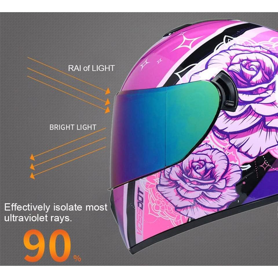 Full Face Motorcycle Helmet DOT Approved Motorbike Moped Street Bike Racing Crash Helmet, Men and Women