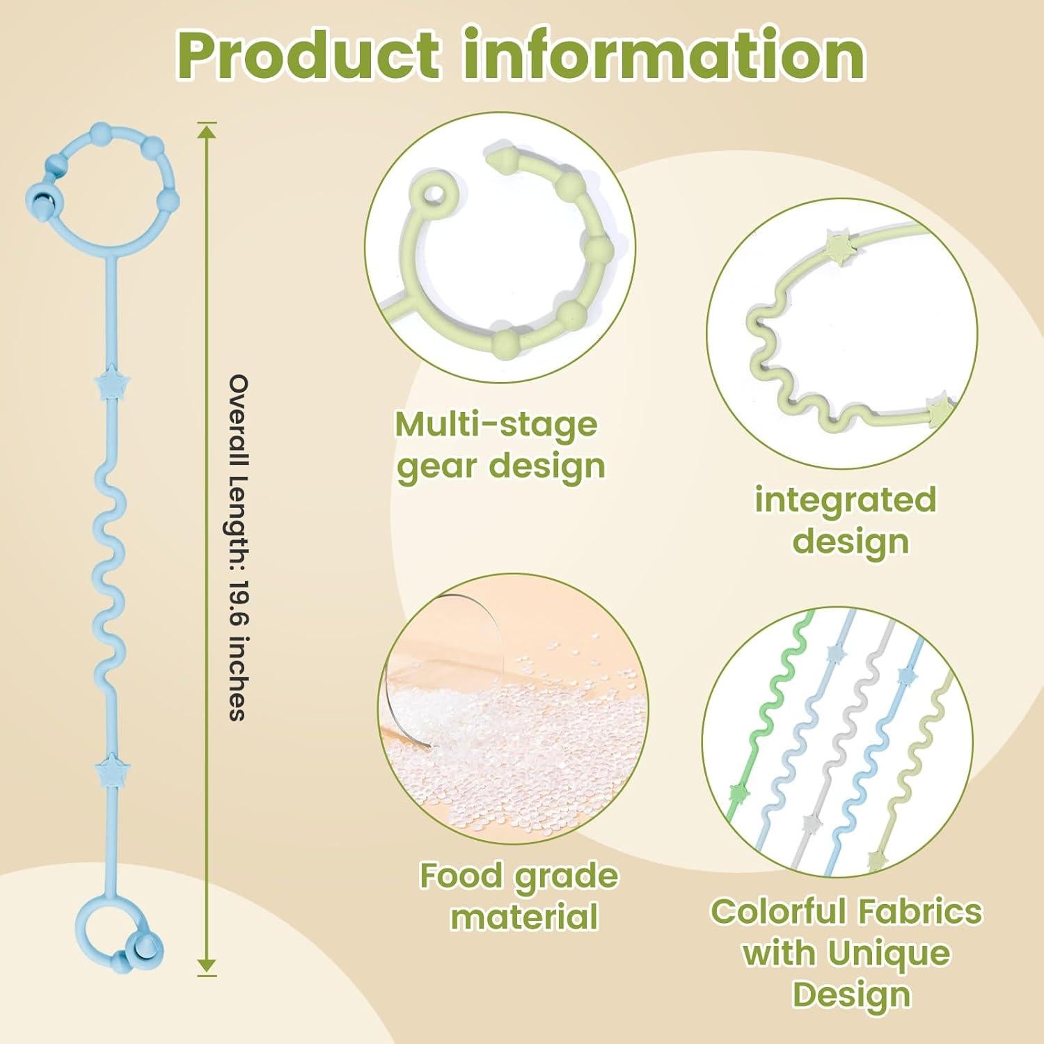 Correas para Juguetes de Bebé RTMOK, Set de 4 Clips de Silicona