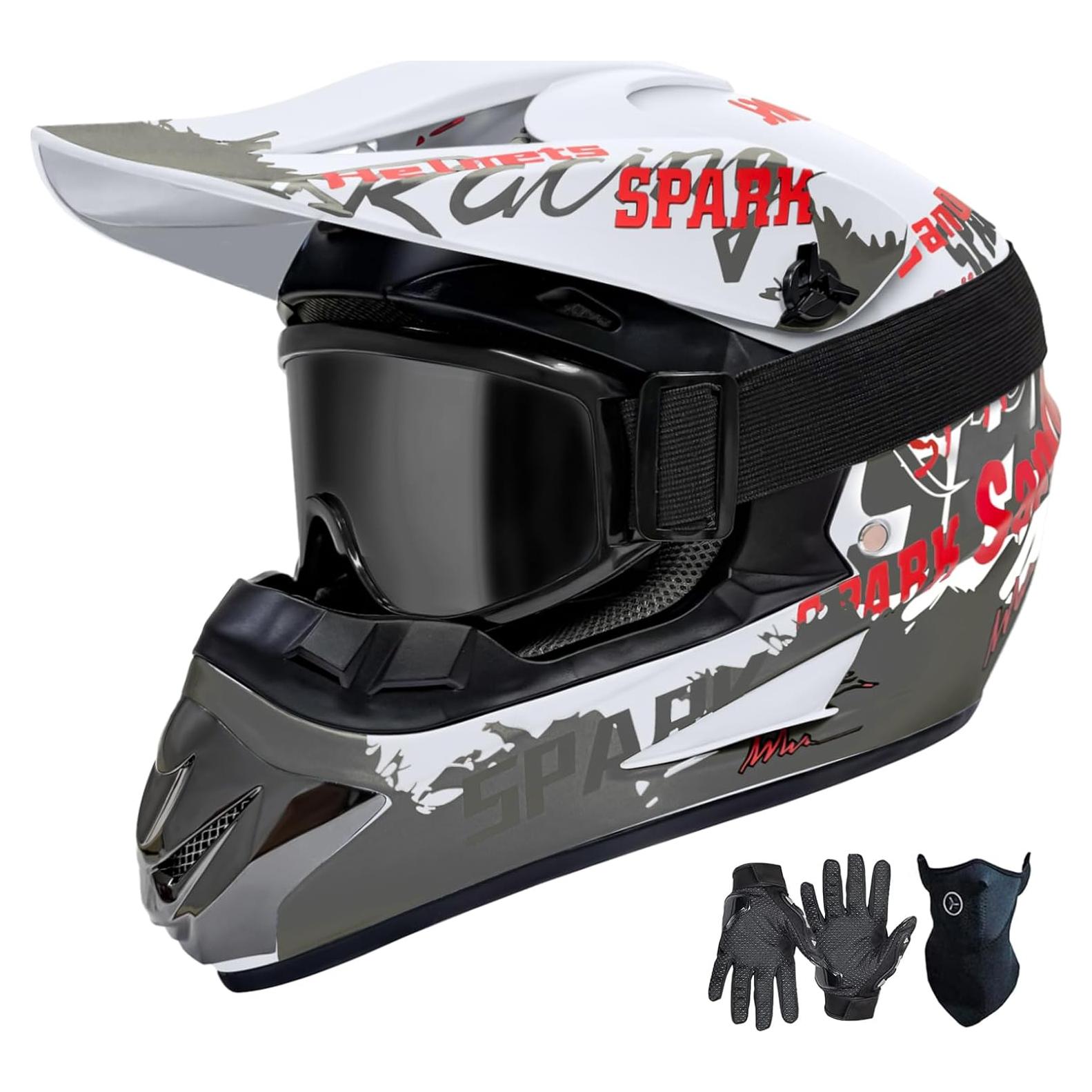 Casco de Motocross SanQing Grande Blanco Certificado DOT