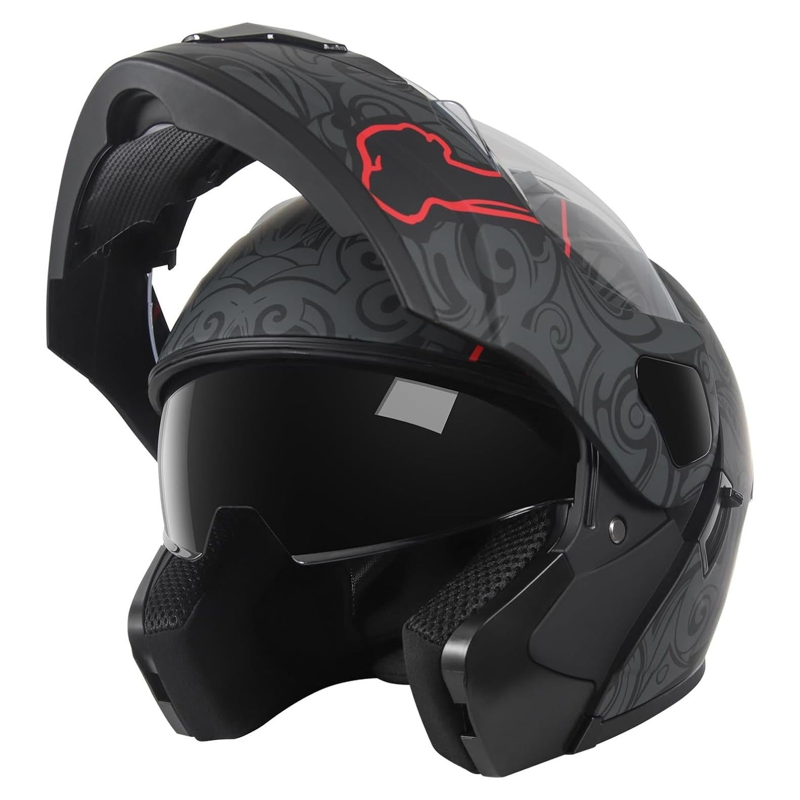 Casco Modular SPARK JMK-2025210 Doble Visor Grande Calavera
