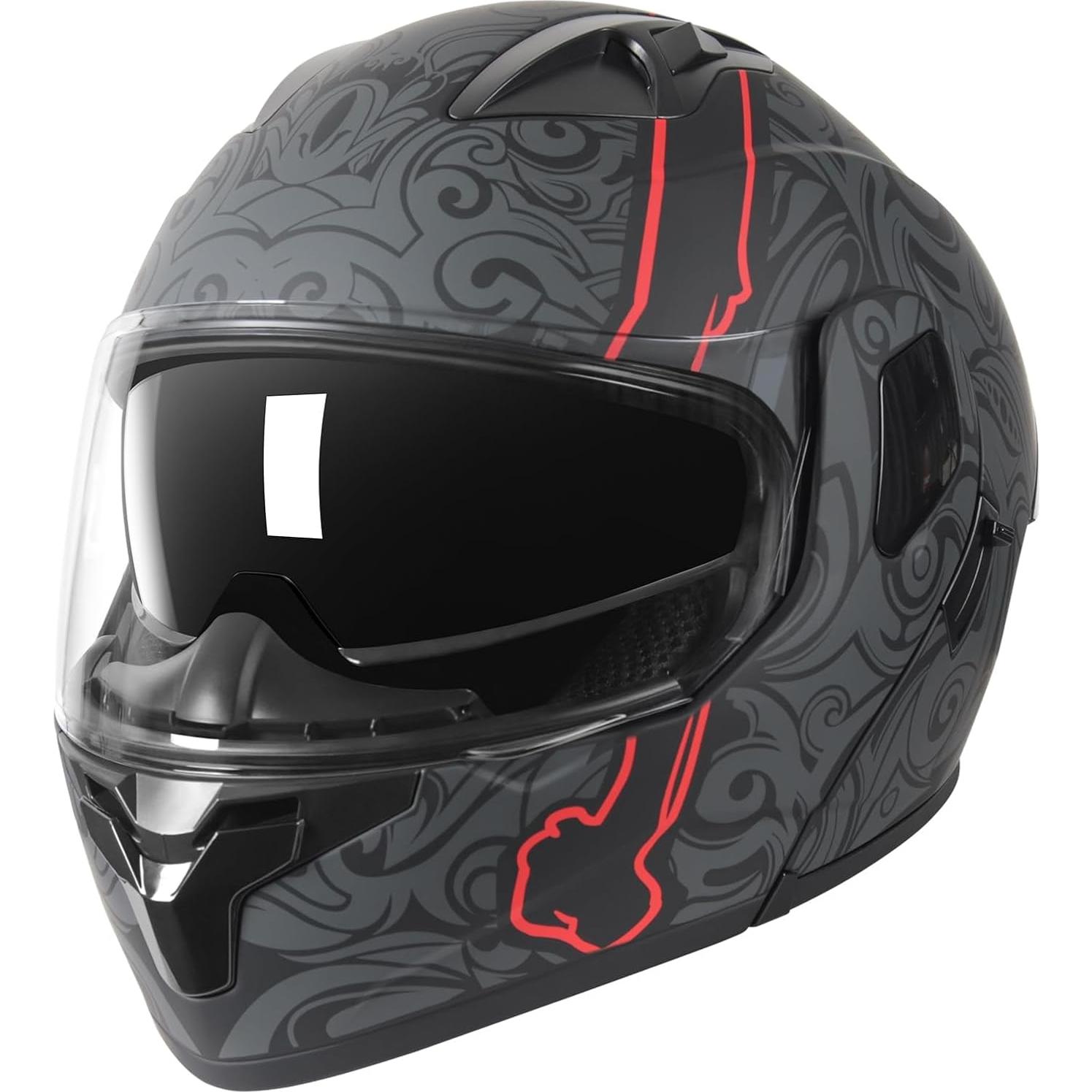 Casco Modular SPARK JMK-2025210 Doble Visor Grande Calavera