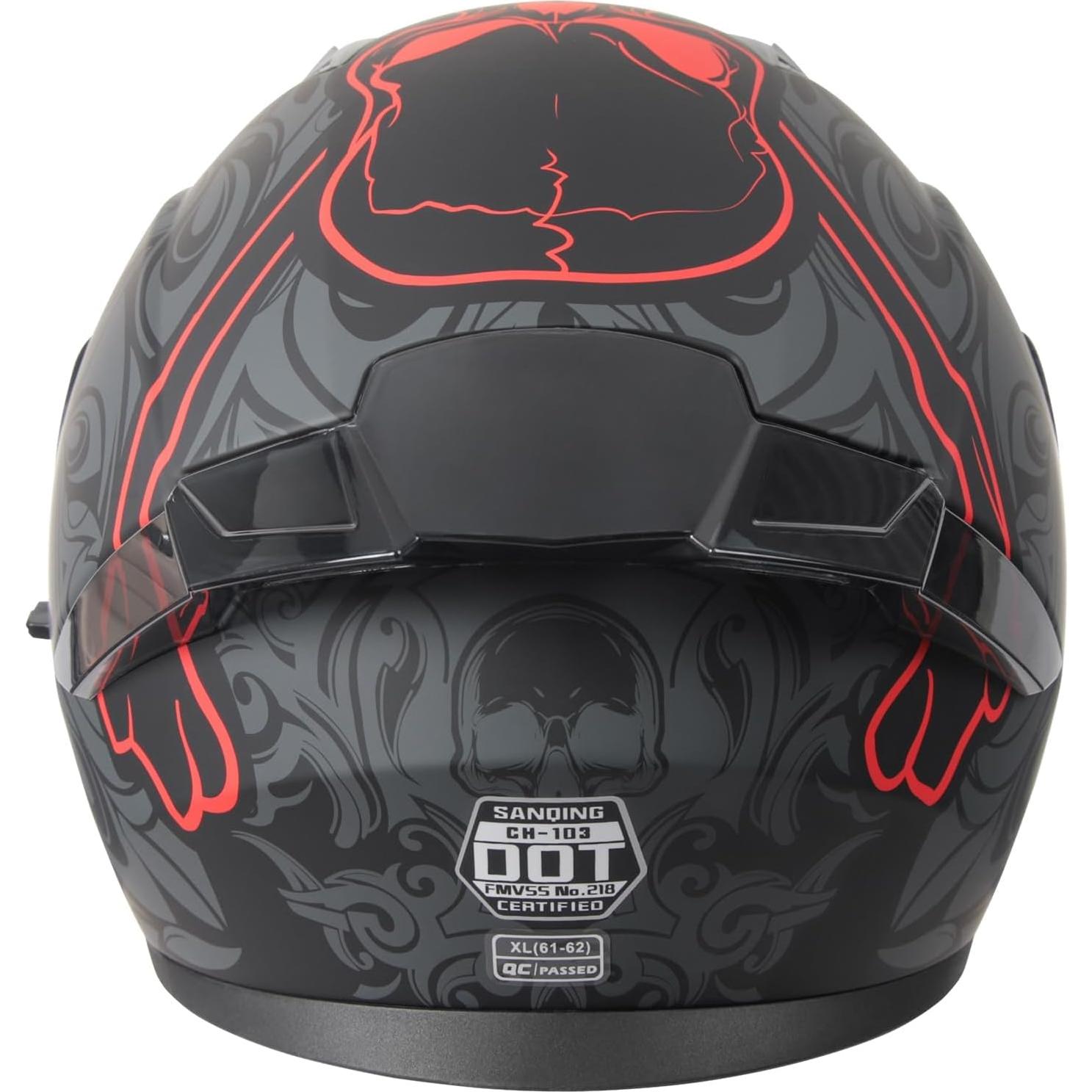 Casco Modular SPARK JMK-2025210 Doble Visor Grande Calavera