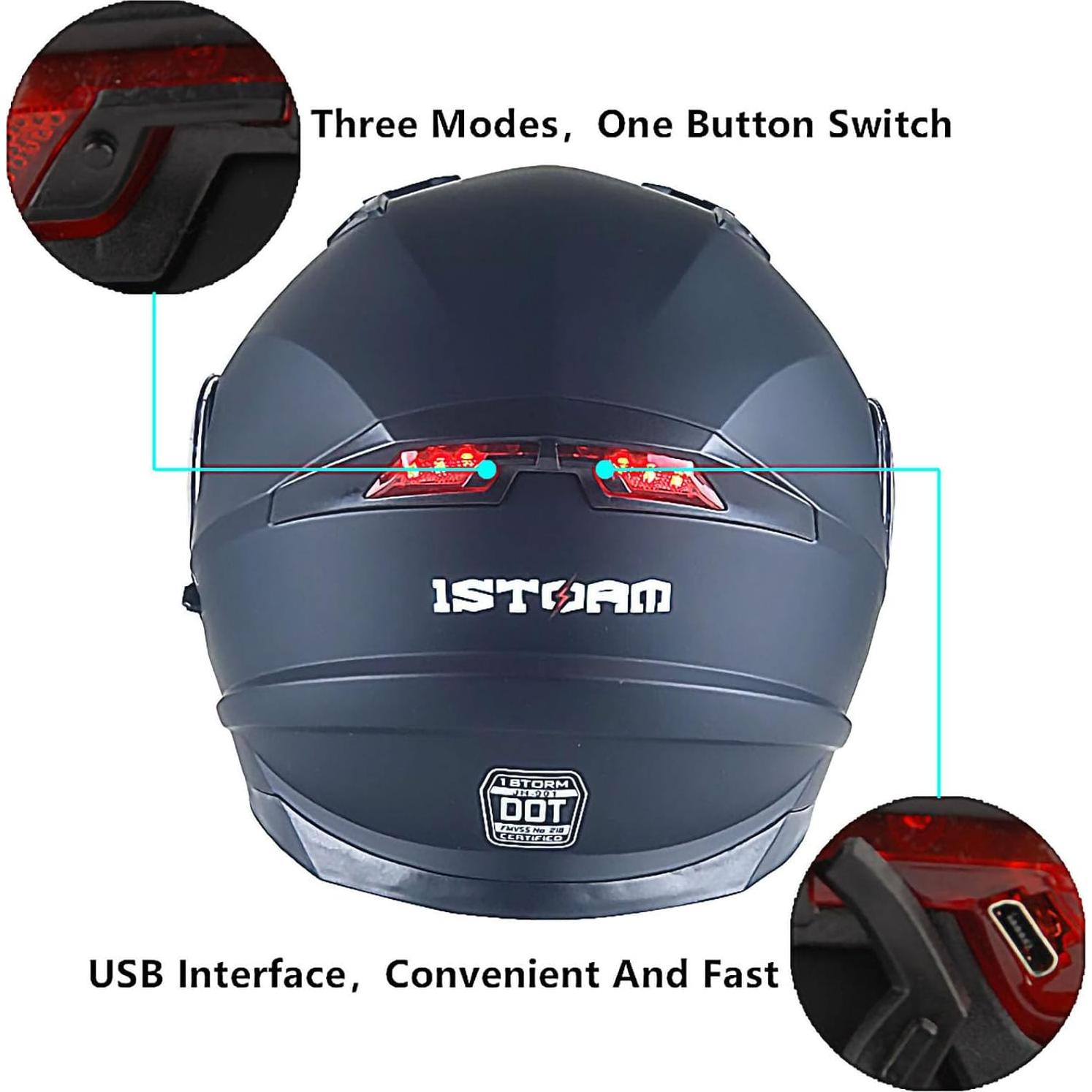 Casco Modular 1Storm Modular901Clear con Luz LED Recargable