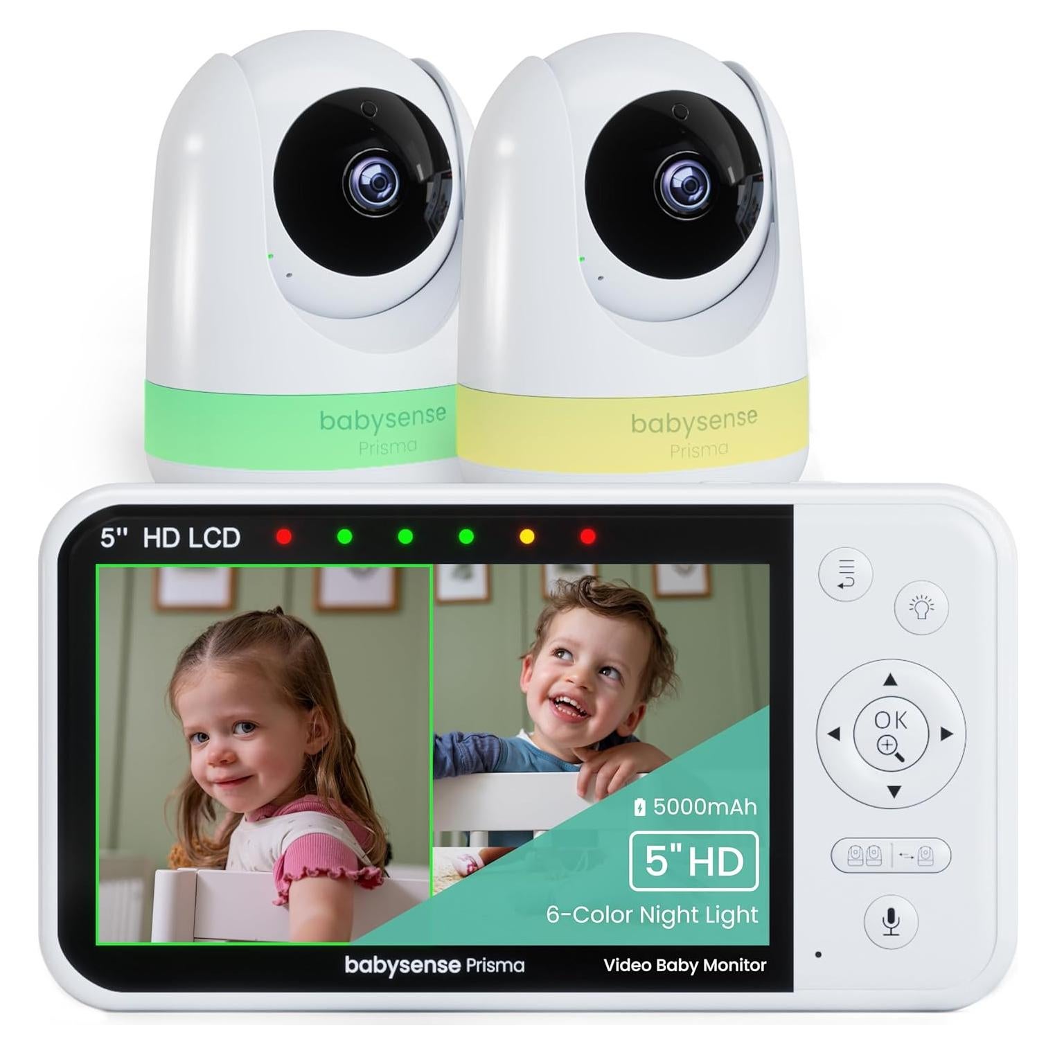Monitor de Bebé Babysense Prisma 2 Cámaras HD 5" Luz Nocturna
