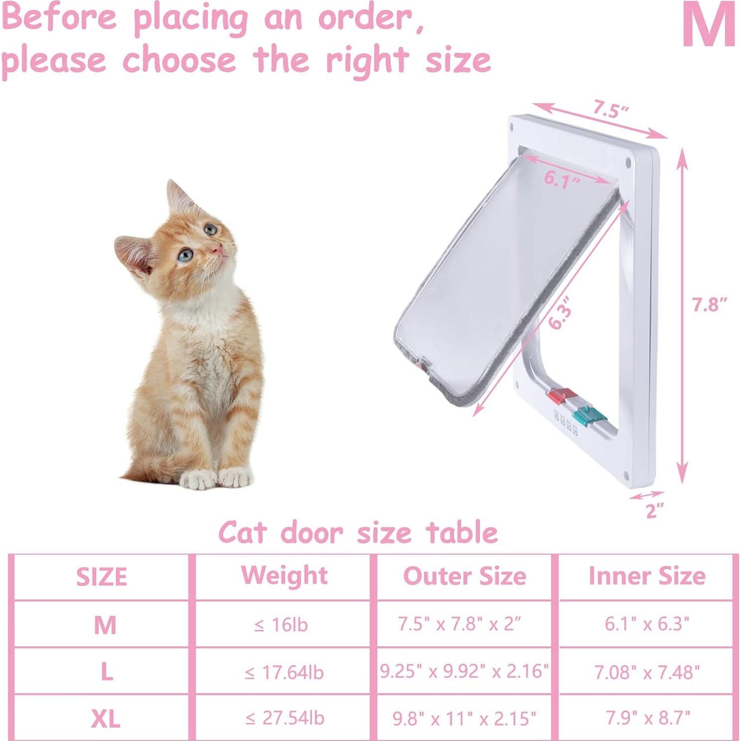 Puerta para Gato goTeamghjkl 4 Vías 19.05x19.81cm Blanca