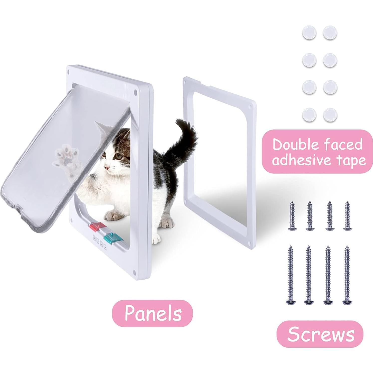 Puerta para Gato goTeamghjkl 4 Vías 19.05x19.81cm Blanca
