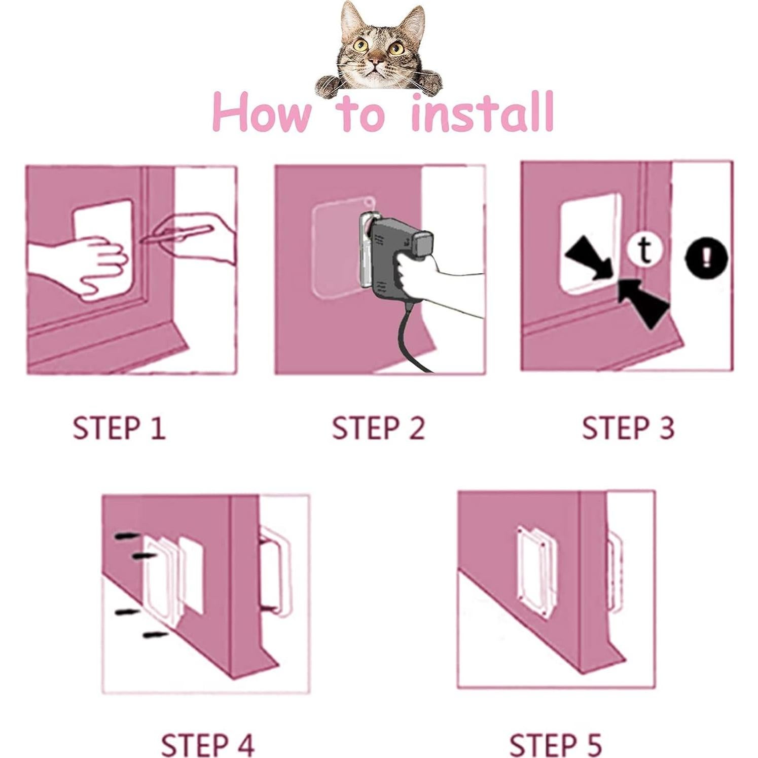 Puerta para Gato goTeamghjkl 4 Vías 19.05x19.81cm Blanca