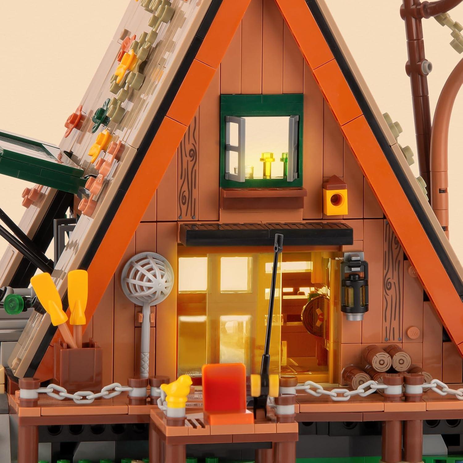 Juego de Construcción Cabaña A-Frame Vziimo 1486 Piezas LED