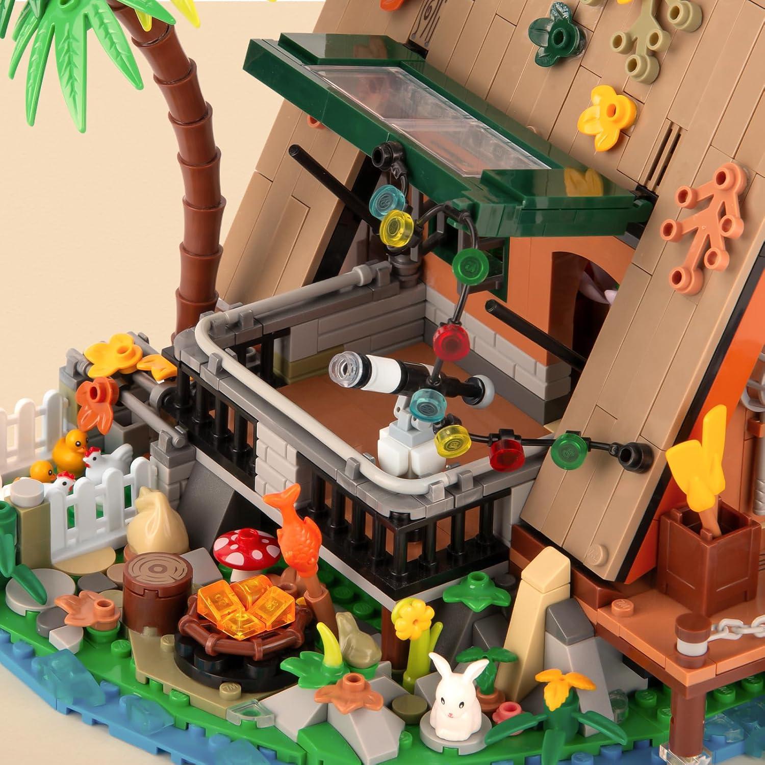 Juego de Construcción Cabaña A-Frame Vziimo 1486 Piezas LED