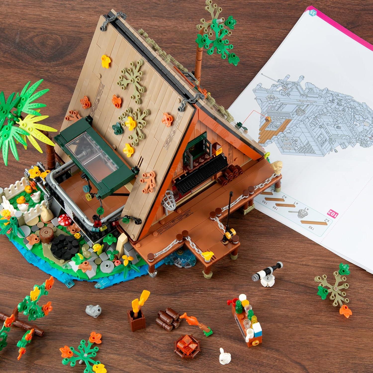 Juego de Construcción Cabaña A-Frame Vziimo 1486 Piezas LED