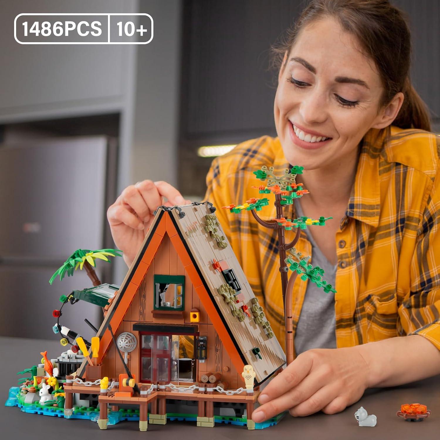 Juego de Construcción Cabaña A-Frame Vziimo 1486 Piezas LED