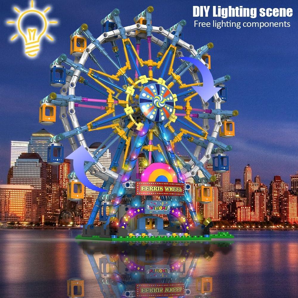 Kit de Bloques de Construcción Rueda de la Fortuna LED 813 Piezas