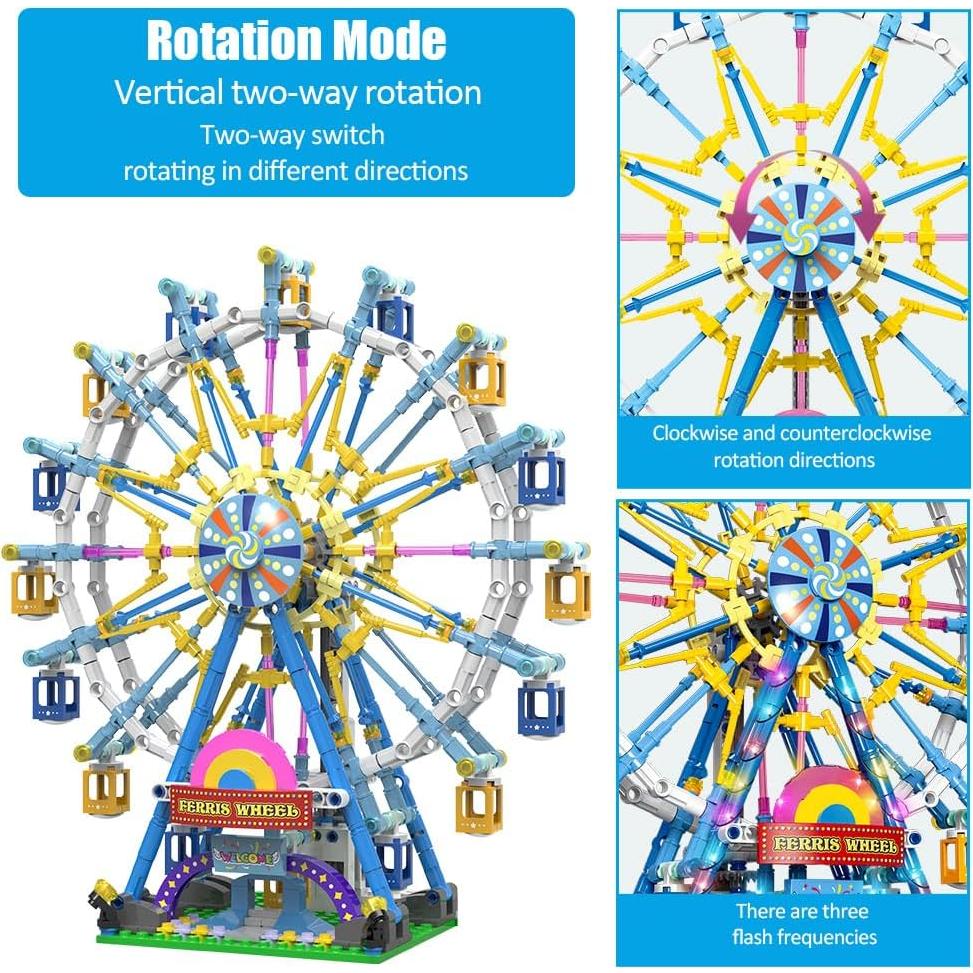 Kit de Bloques de Construcción Rueda de la Fortuna LED 813 Piezas