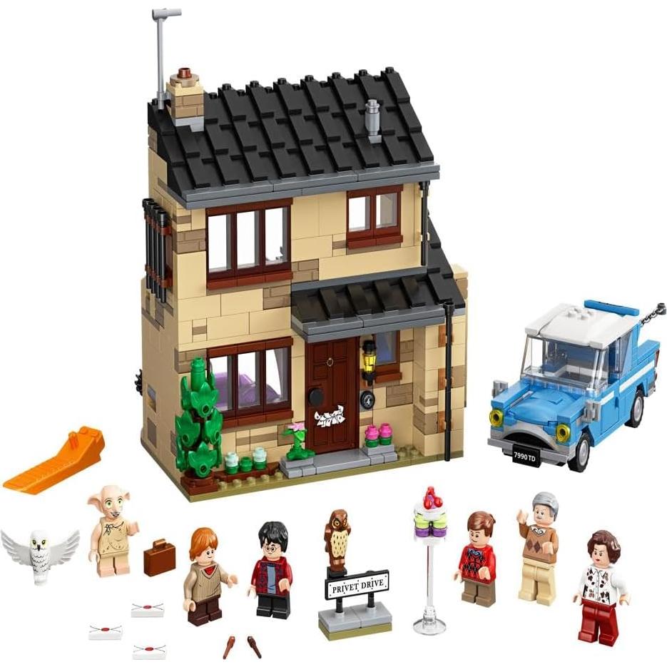 Harry Potter 4 Privet Drive 75968 House and Ford Anglia Flying Car Toy, Wizarding World Gifts for Kids, Girls & Boys with Harry Potter, Ron Weasley, Dursley Family, and Dobby Minifigures