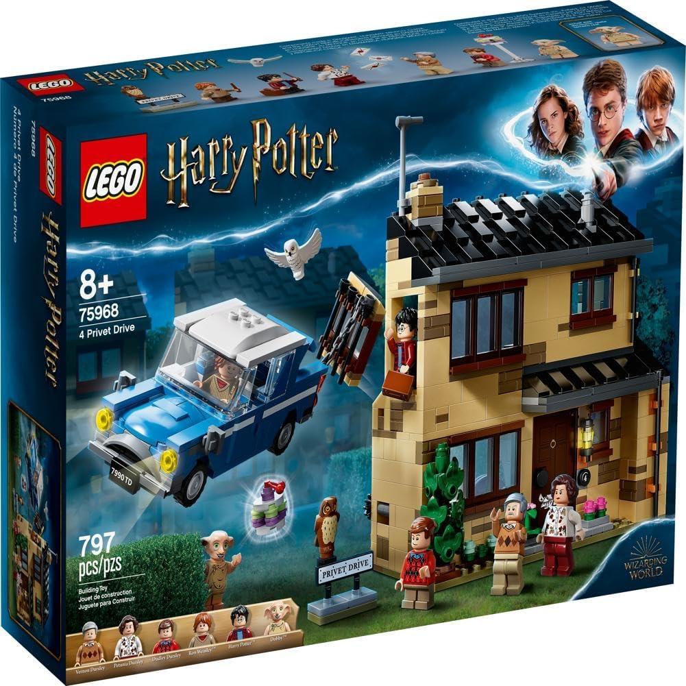 Harry Potter 4 Privet Drive 75968 House and Ford Anglia Flying Car Toy, Wizarding World Gifts for Kids, Girls & Boys with Harry Potter, Ron Weasley, Dursley Family, and Dobby Minifigures