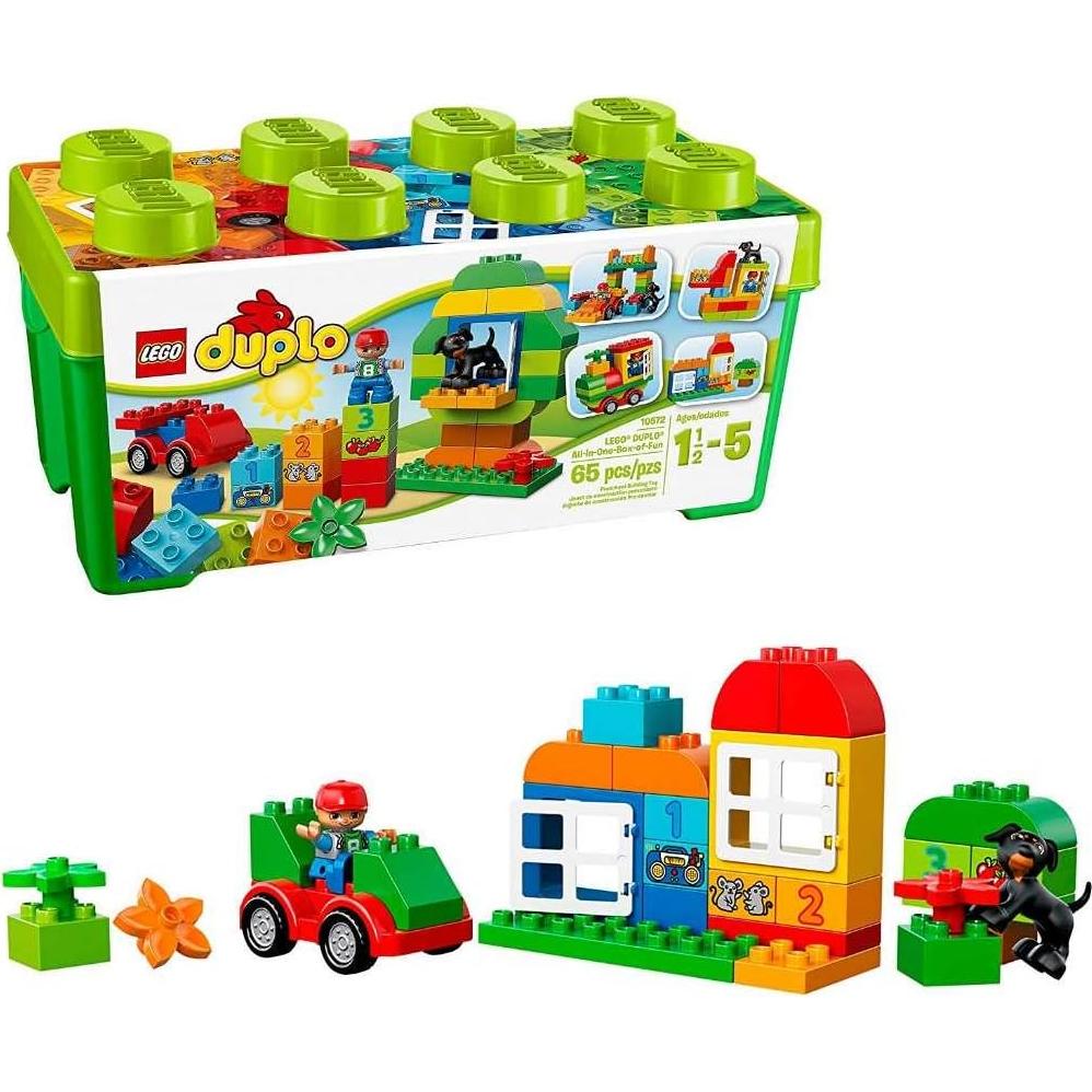 DUPLO All-in-One-Box-of-Fun Building Kit 10572 Open Ended Toy for Imaginative Play with Large Bricks Made for Toddlers and preschoolers (65 Pieces)