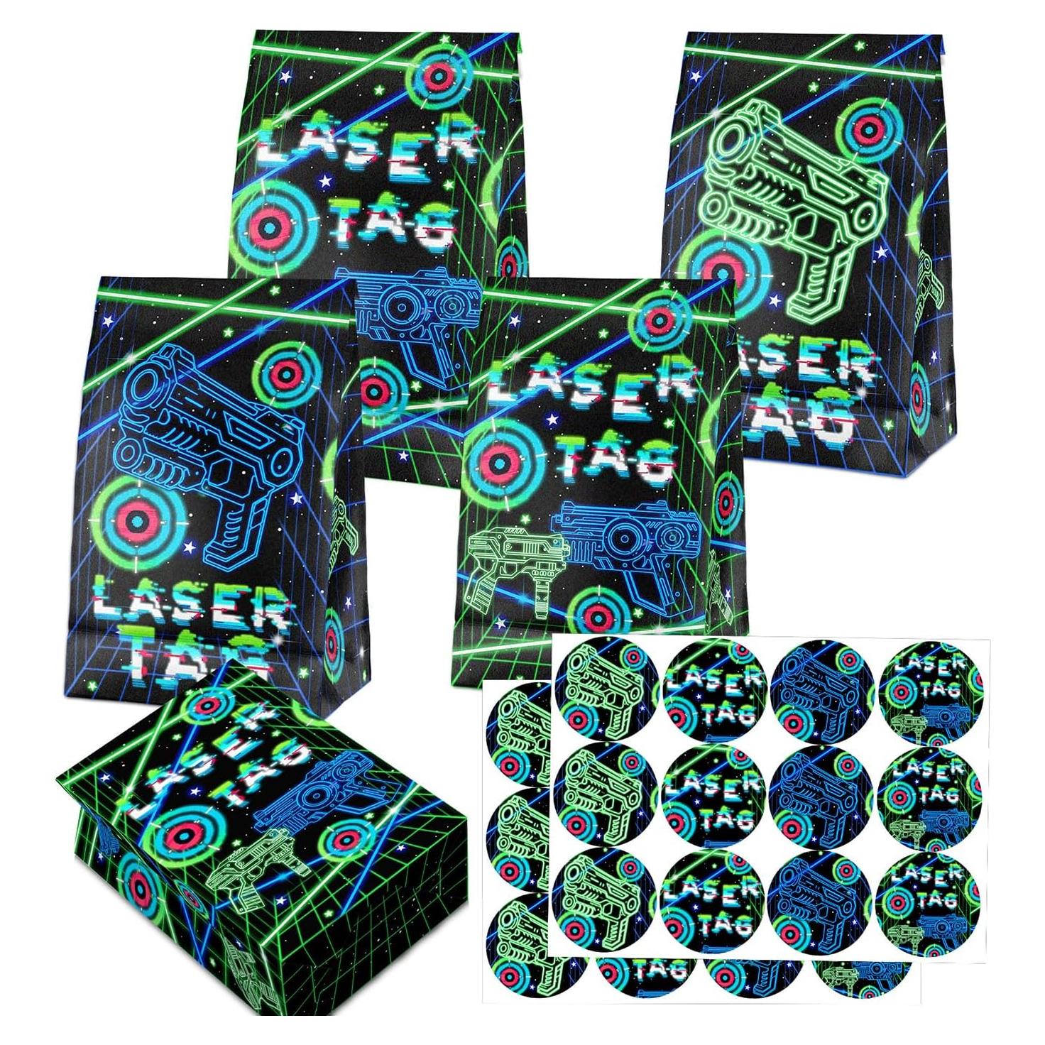 Bolsas de Regalo Laser Tag - SamPartyShop - 20 Piezas Neón