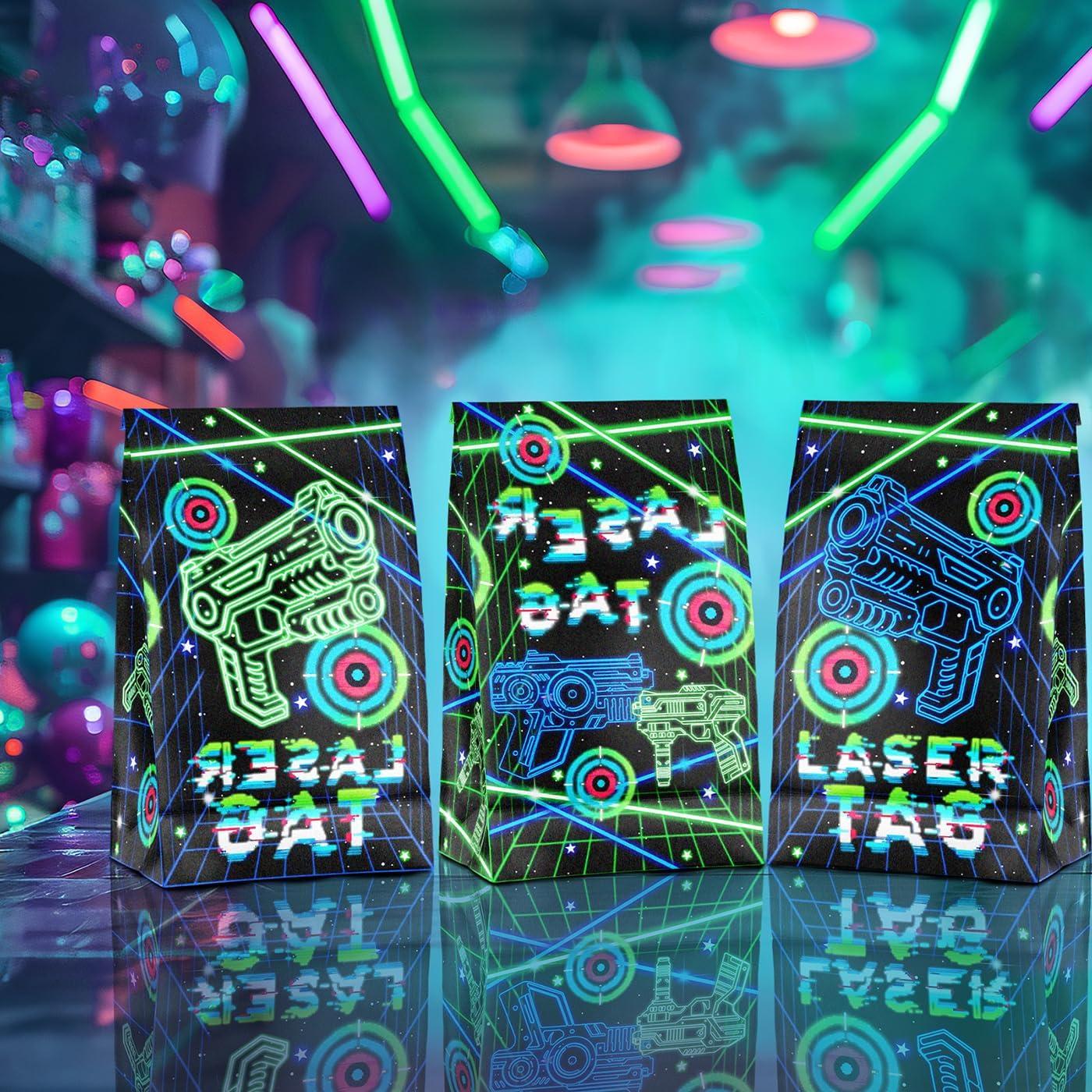 Bolsas de Regalo Laser Tag - SamPartyShop - 20 Piezas Neón