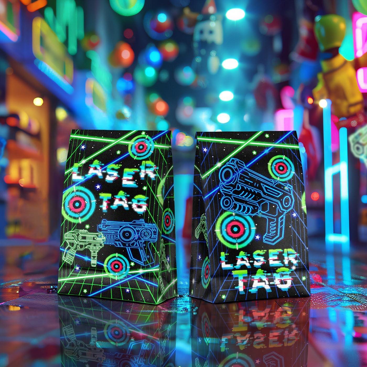 Bolsas de Regalo Laser Tag - SamPartyShop - 20 Piezas Neón