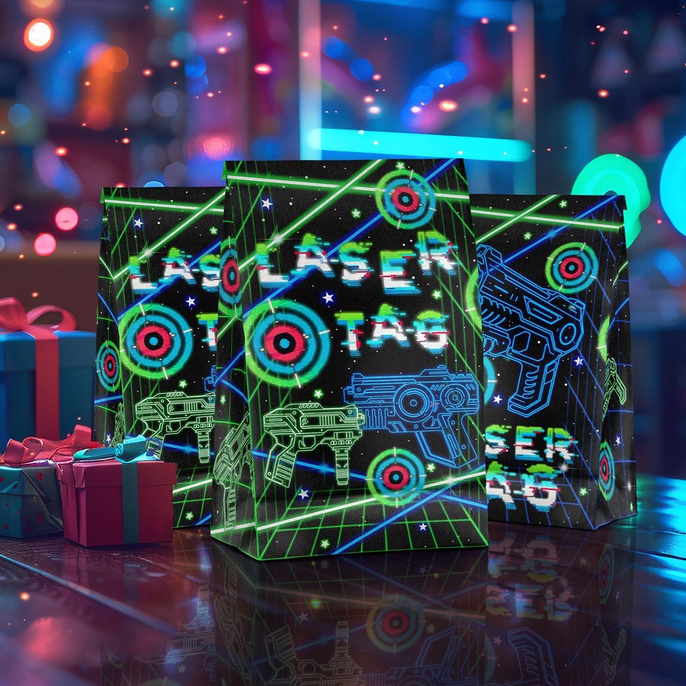 Bolsas de Regalo Laser Tag - SamPartyShop - 20 Piezas Neón