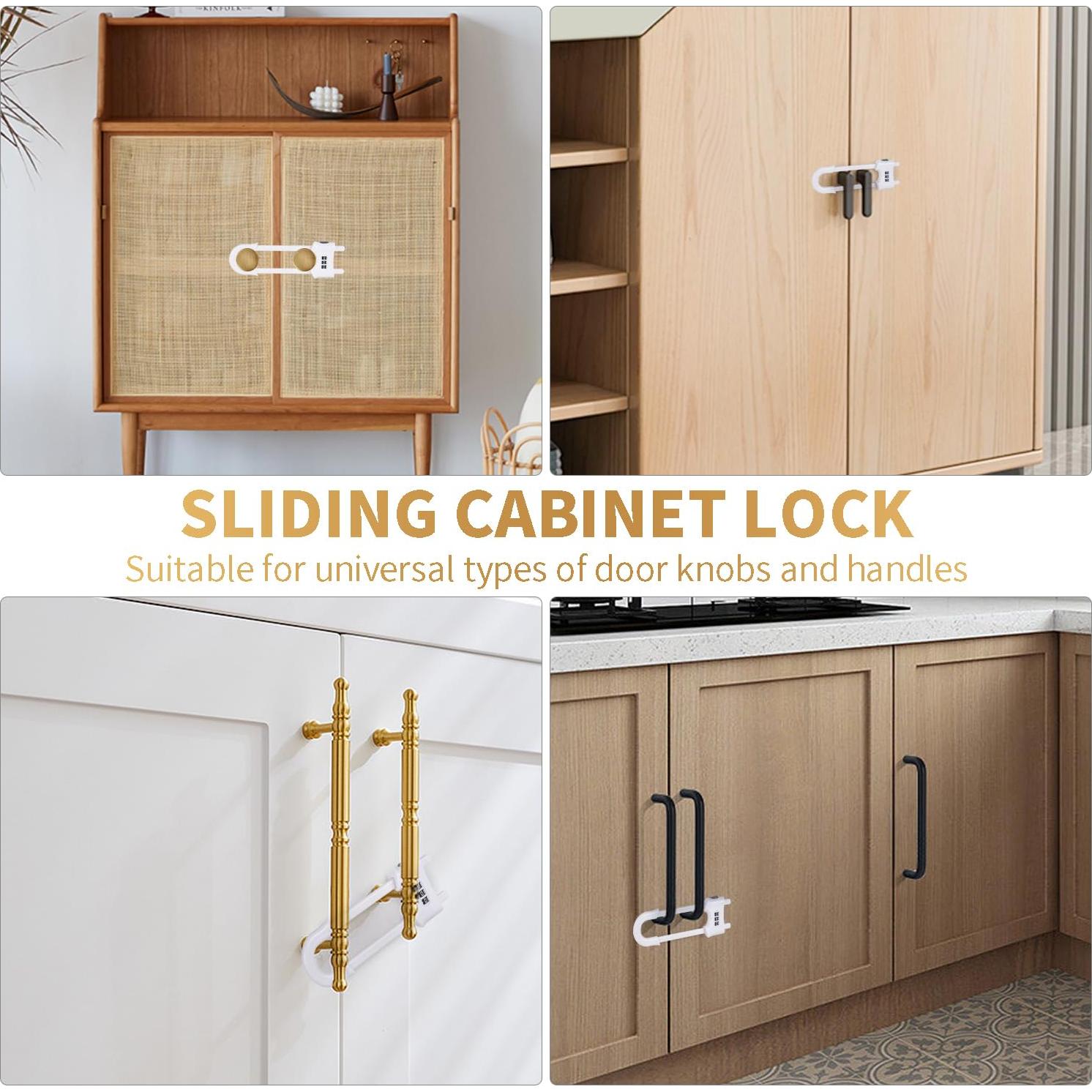 Cerraduras de Gabinete Deslizantes U - 4 Piezas Blancas