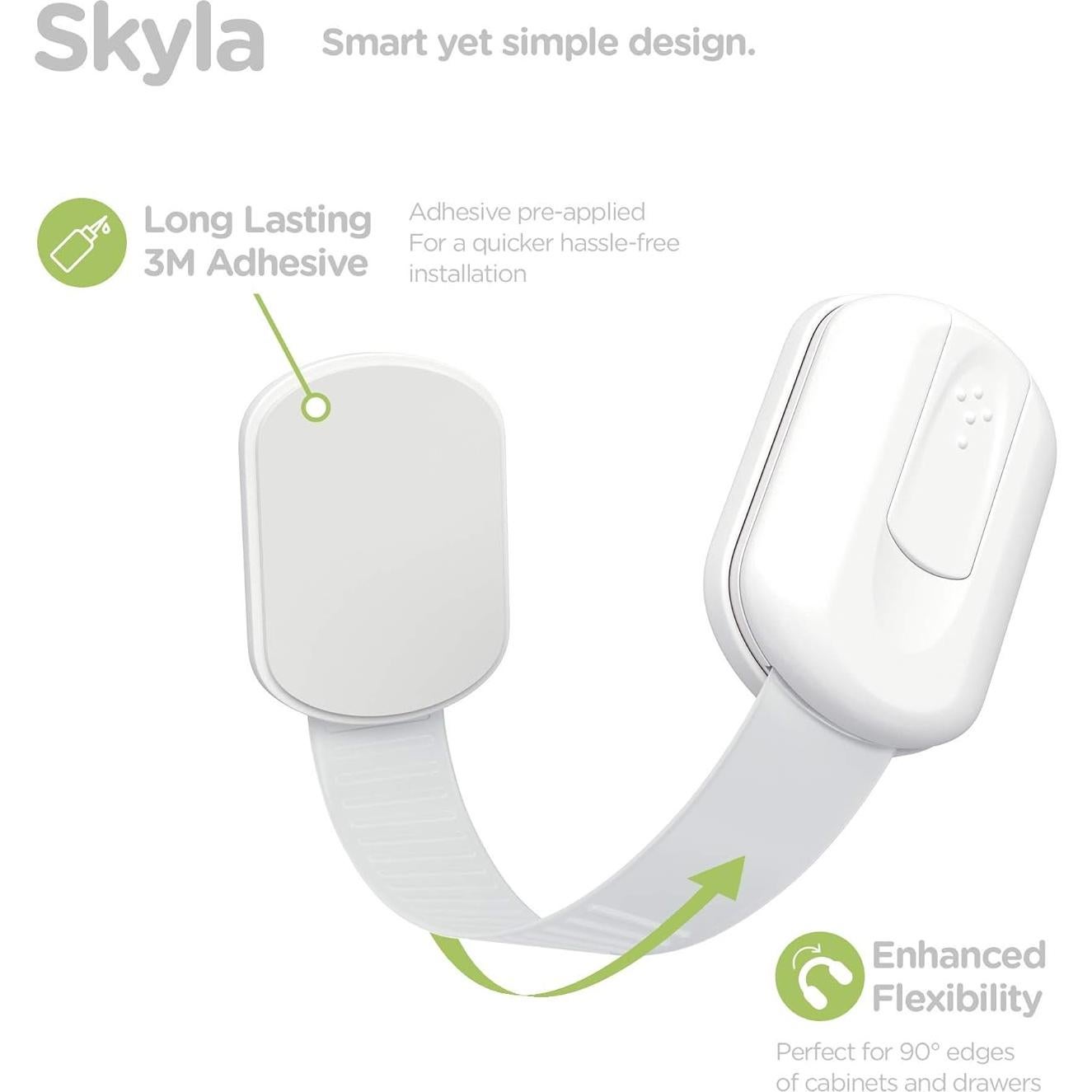 Cerraduras Adhesivas para Bebés Skyla - Paquete de 8 Blancas