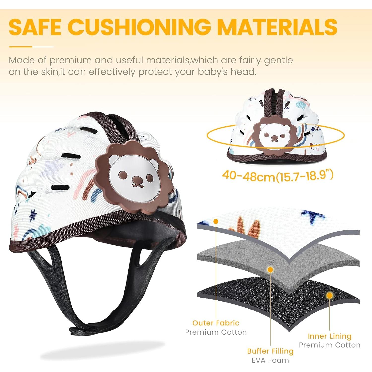 Casco de Seguridad para Bebés Orzbow León Marrón Ajustable