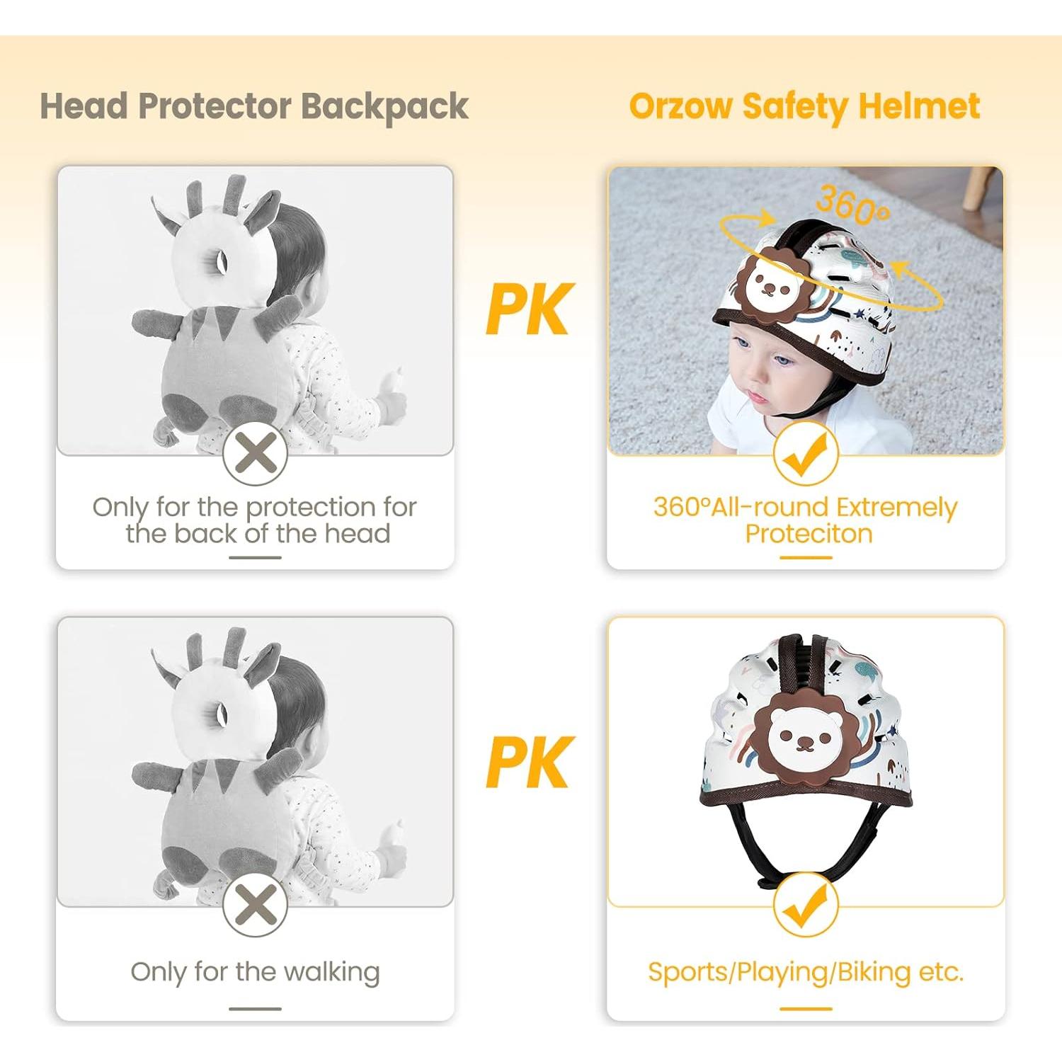 Casco de Seguridad para Bebés Orzbow León Marrón Ajustable