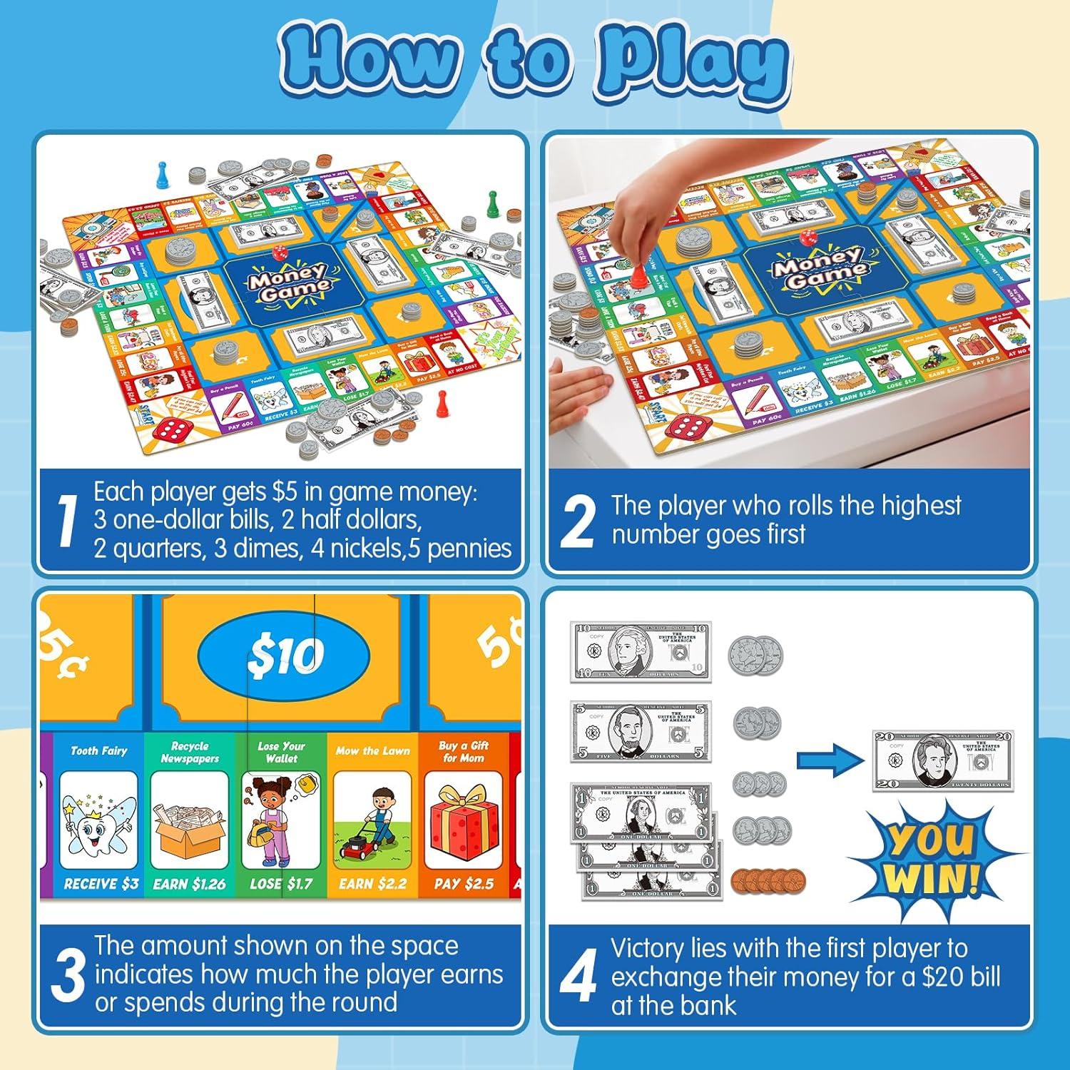 Juego de mesa de dinero Torlam para niños - Aprendizaje matemático